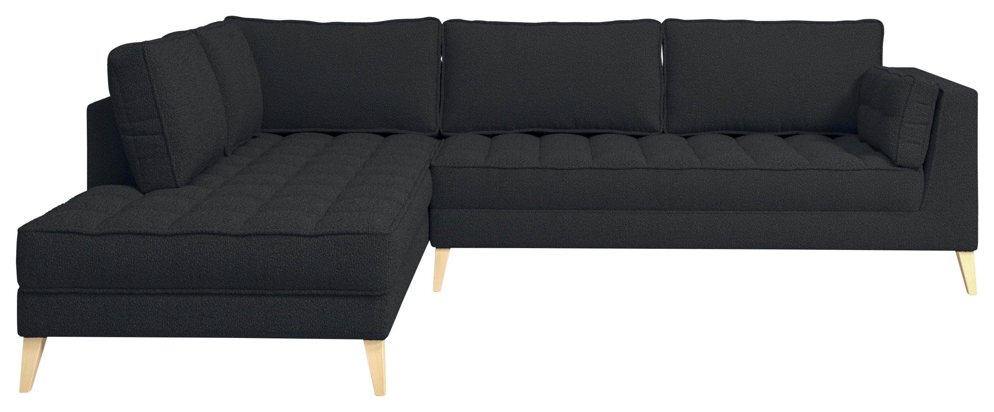 Rohová sedačka DOTI, levá, černá - černá/přírodní barvy, Design, kompozitní dřevo/textil (204/310cm) - MID.YOU