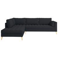 Rohová sedačka DOTI, levá, černá - černá/přírodní barvy, Design, kompozitní dřevo/textil (204/310cm) - MID.YOU