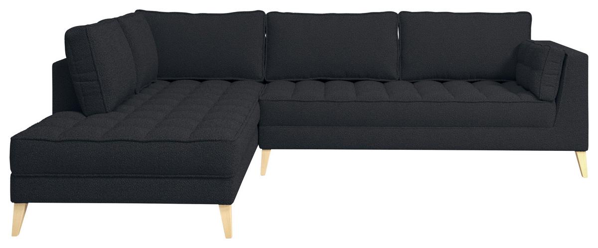 Rohová sedačka DOTI, levá, černá - černá/přírodní barvy, Design, kompozitní dřevo/textil (204/310cm) - MID.YOU