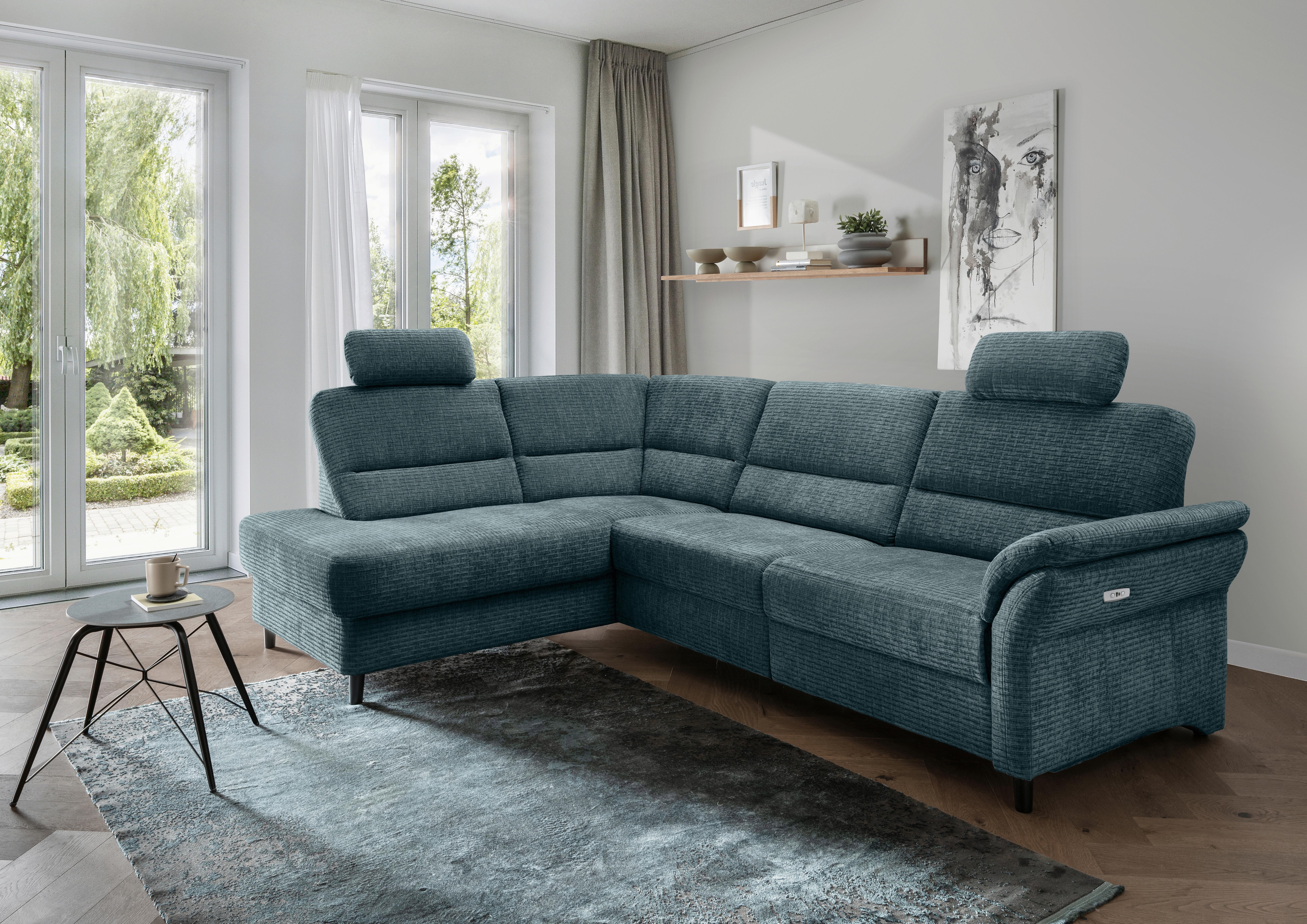 Ecksofa Cavoli Blau Relaxfunktion S: 190x266 cm - Blau/Schwarz, MODERN, Textil (190/266cm) - Livetastic