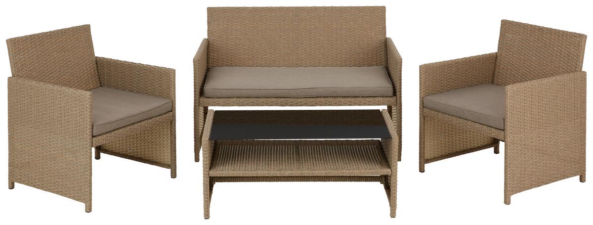 TERASOVÁ SEDACÍ SOUPRAVA CASABLANCA - černá/hnědá, Moderní, kov/textil - Mömax