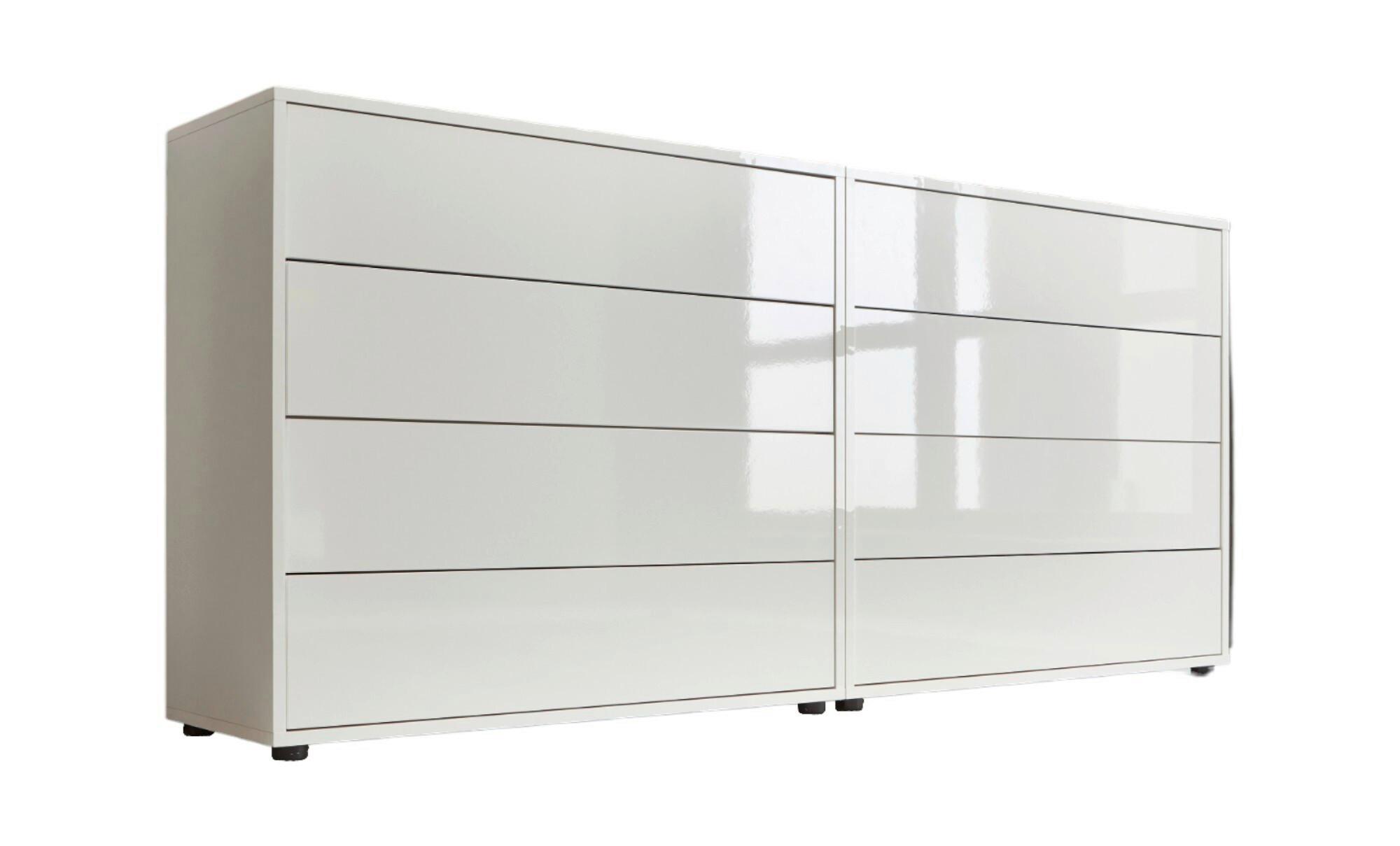 Sideboard Mailand 1 B: 158 cm Weiß - Weiß Hochglanz/Schwarz, MODERN, Holzwerkstoff (158/73/33cm) - MID.YOU