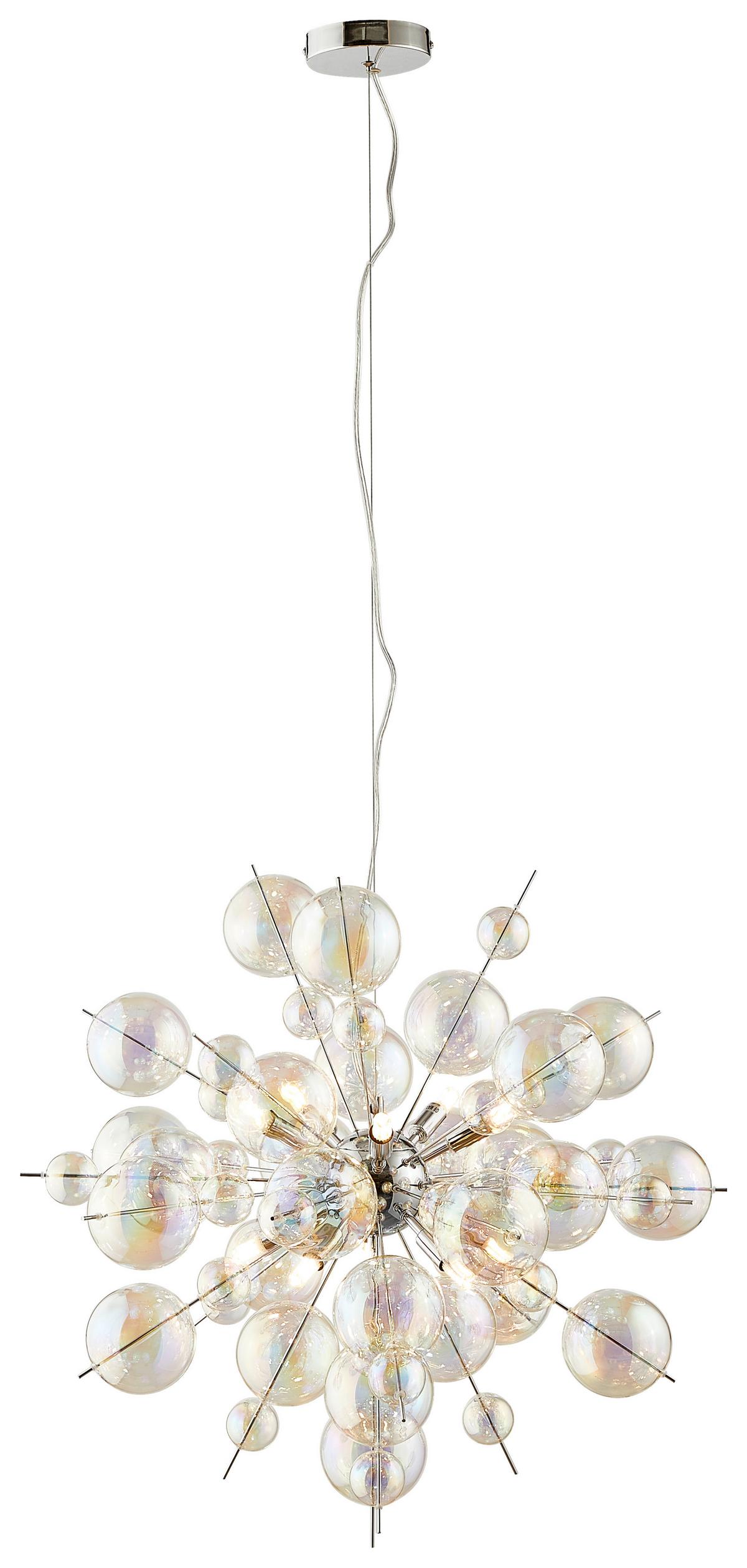 Hängeleuchte Explosion H:150cm 10-Flammig, Glas/Metall - Chromfarben, Trend, Glas/Metall (65/150cm) - Näve