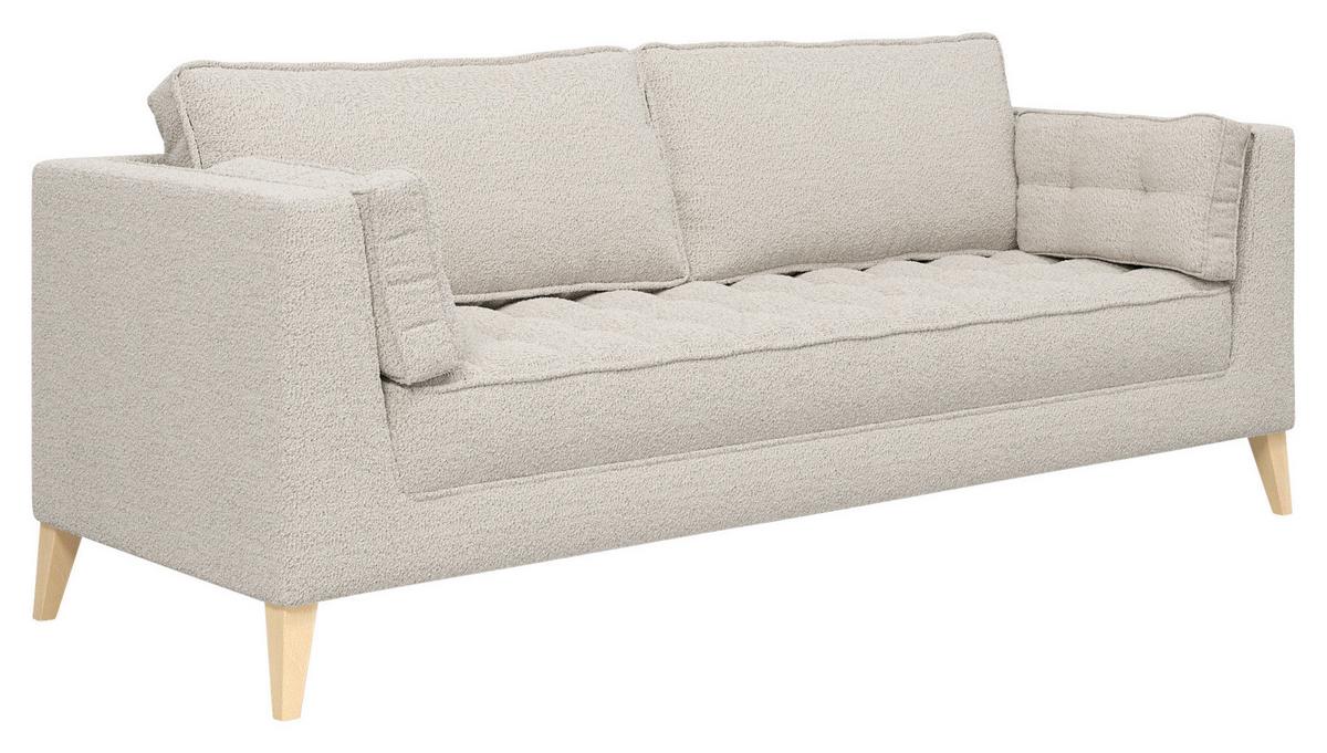 Trojmiestna pohovka DOTI, biela - biela/prírodná farba, Design, kompozitné drevo/textil (170/95/85cm) - MID.YOU