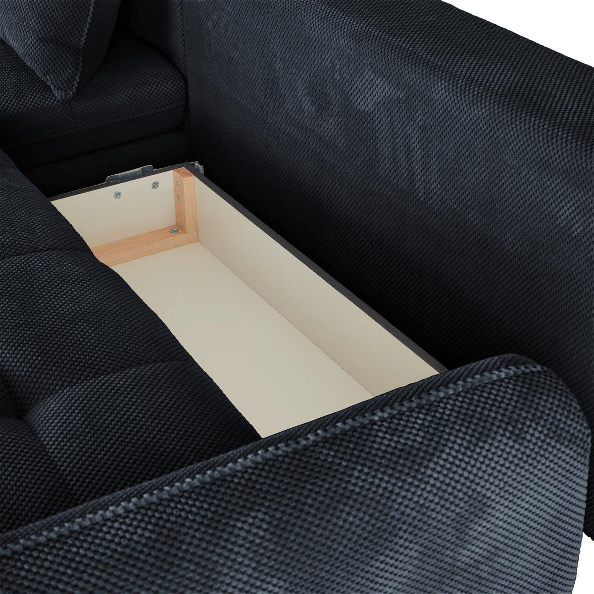 Ecksofa Wave - Schwarz, MODERN, Textil (189/266cm)