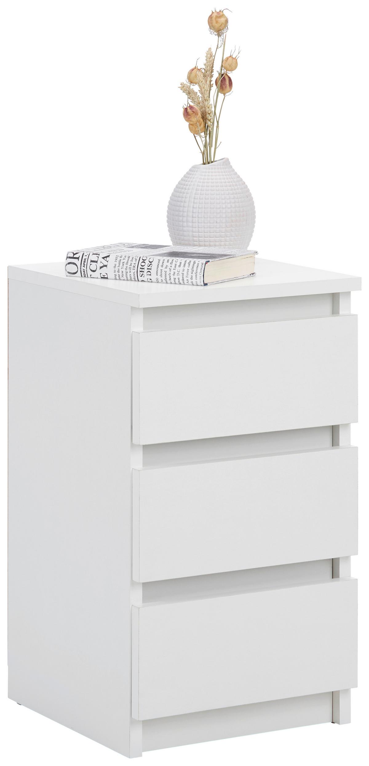 Nachtkästchen Weiß H: 55 cm Ella - Weiß, KONVENTIONELL, Holzwerkstoff (30/55/31cm)