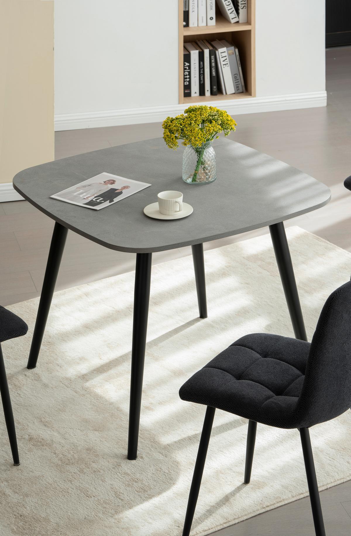 Vierfußstuhl Adea Leinenoptik Schwarz - Schwarz, KONVENTIONELL, Holz/Textil (45/88/55cm) - P & B