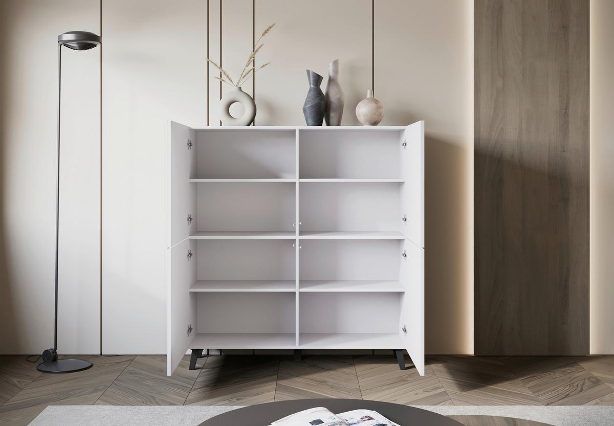 Vysoká komoda PHUKET š: 120 cm - čierna/biela, Design, kompozitné drevo/plast (120/132cm) - Livetastic