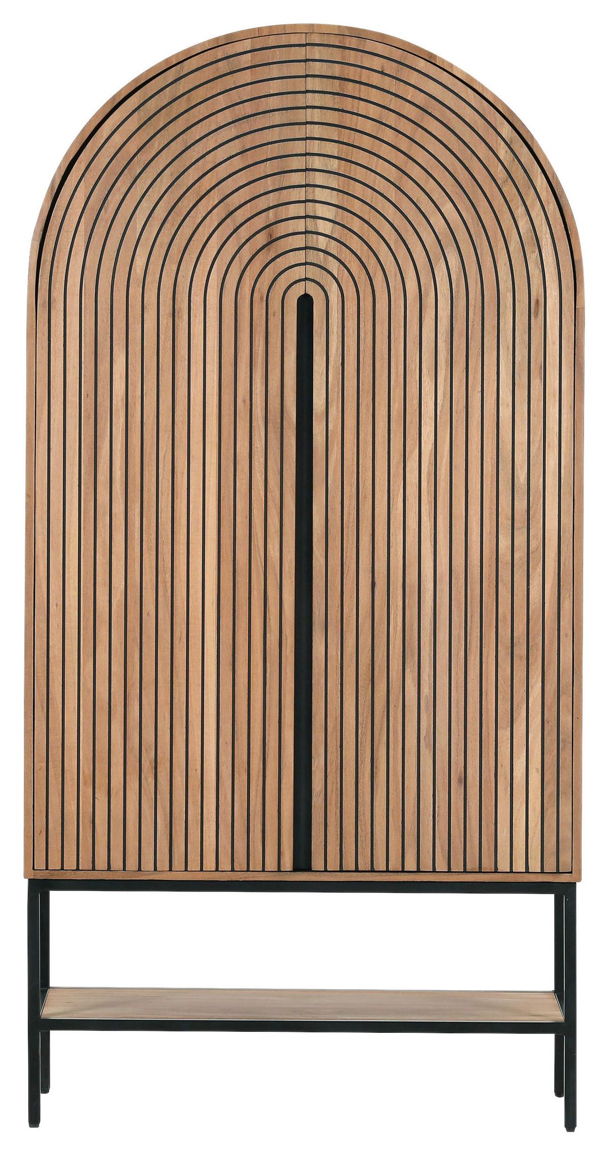 Vysoká komoda z akácie KODA - hnedá/čierna, Modern, kov/drevo (90/180/42cm) - Mömax