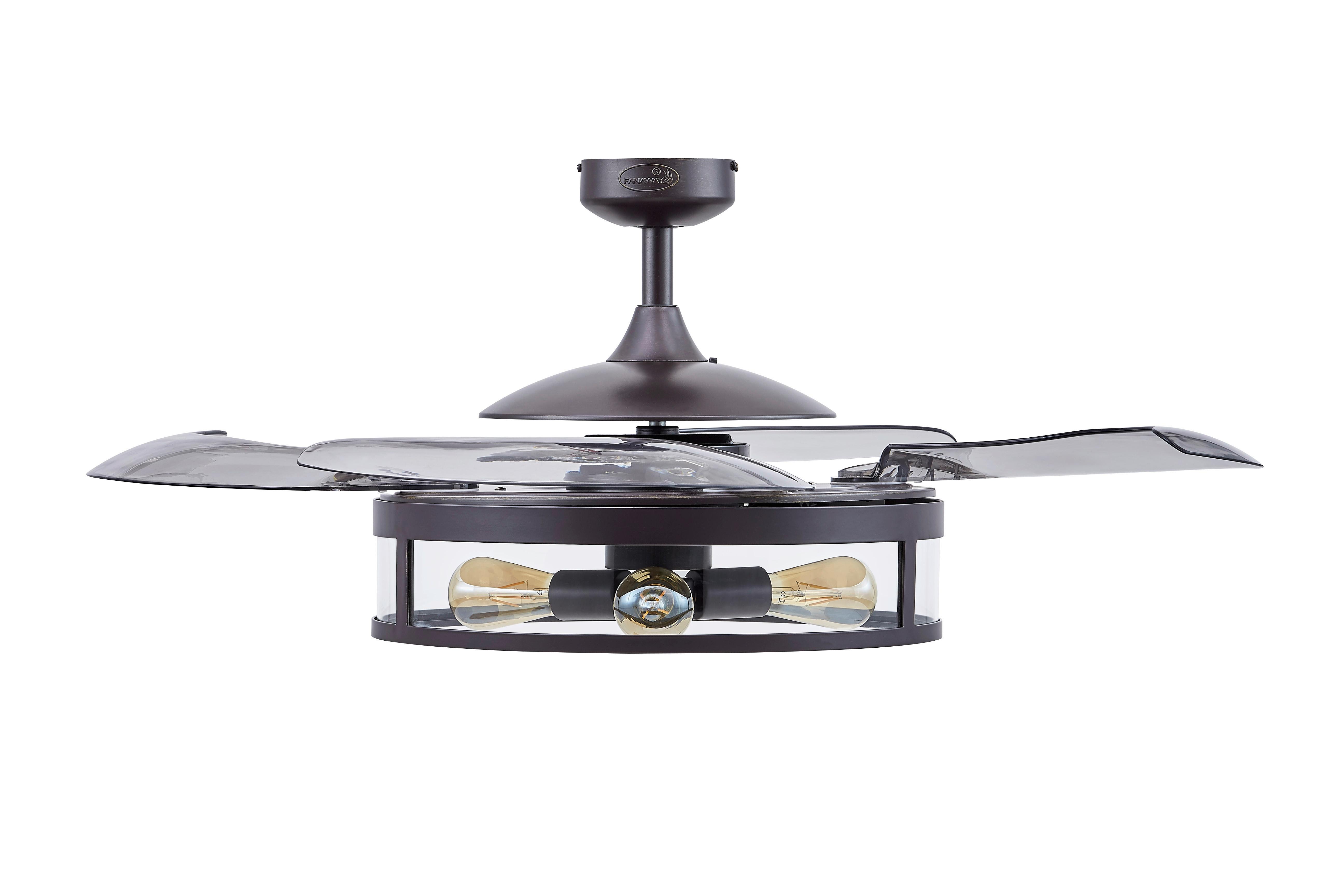 Deckenventilator Fanaway Schwarz 4 Flügel, LED-Leuchte - Transparent/Schwarz, Basics, Kunststoff/Metall (122/41cm) - P & B