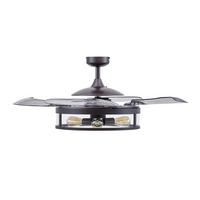 Deckenventilator Fanaway Schwarz 4 Flügel, LED-Leuchte - Transparent/Schwarz, Basics, Kunststoff/Metall (122/41cm) - P & B
