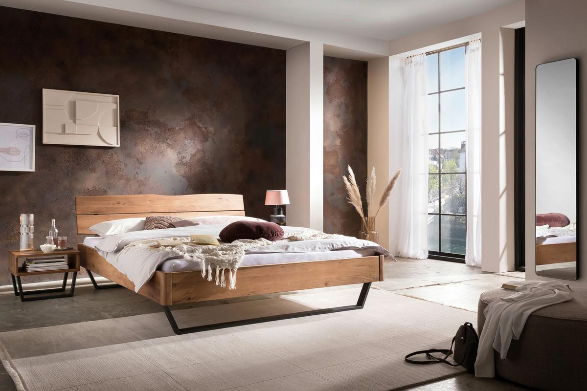 Bett Fossoli, Wildeiche 140x200 Cm - Wildeiche/Anthrazit, MODERN, Holz (140/200cm) - Hasena