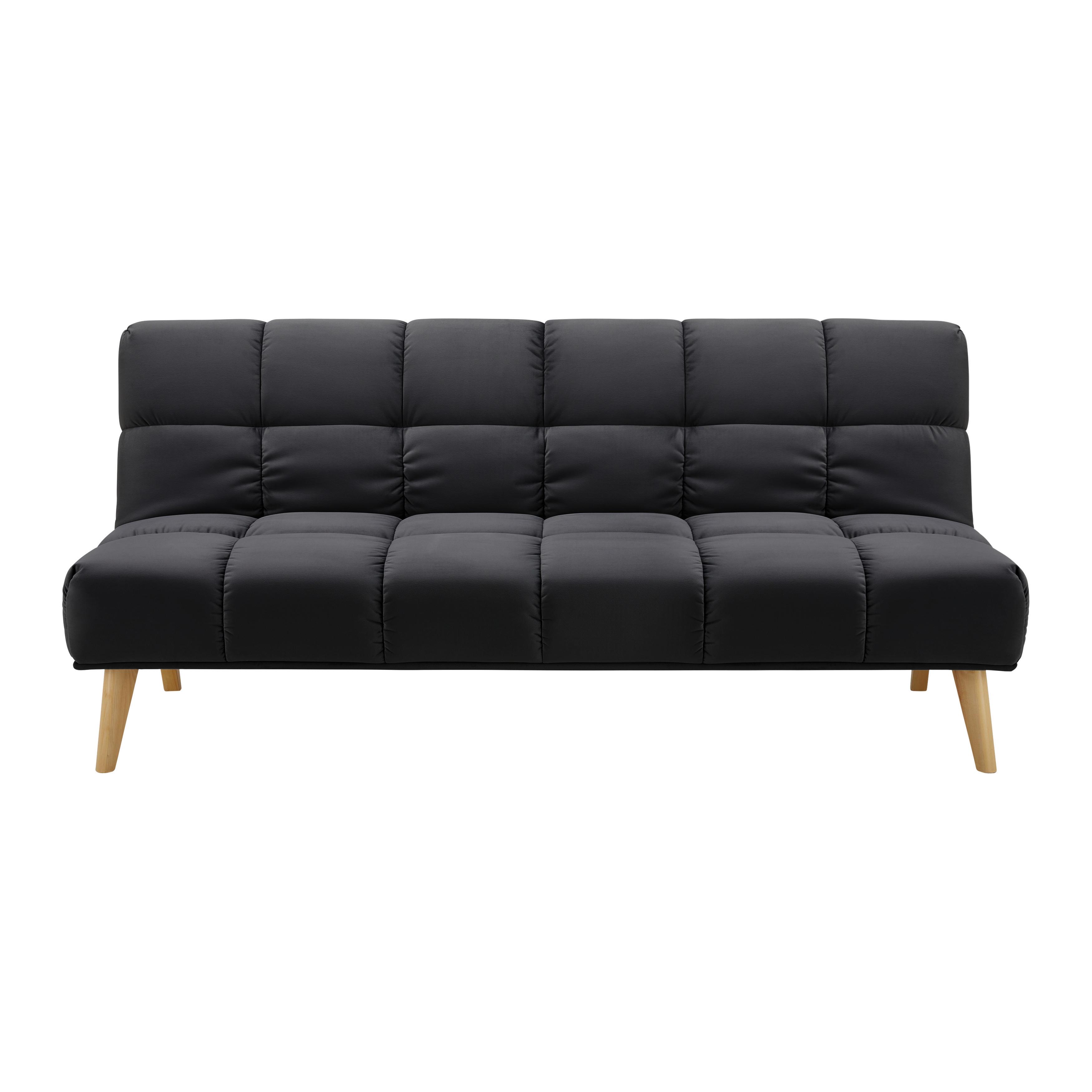 Rozkladacia pohovka ALVA, čierna - čierna/prírodná farba, Modern, drevo/textil (185/80/88cm) - Bessagi Home