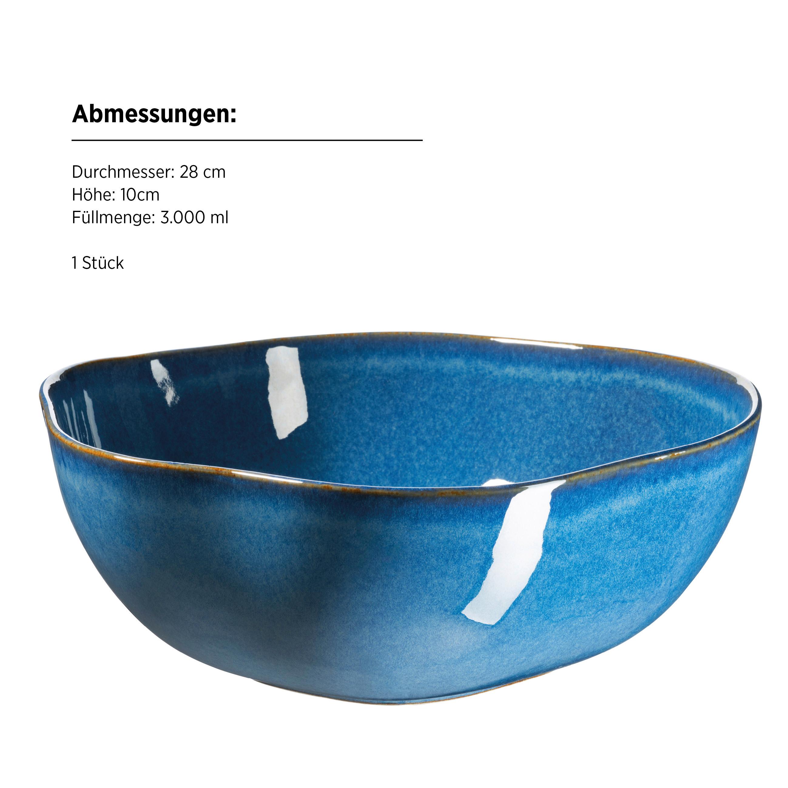 Schüssel Cordelia Blau, 28 Cm - Blau, Trend, Keramik (28/10cm) - Mäser