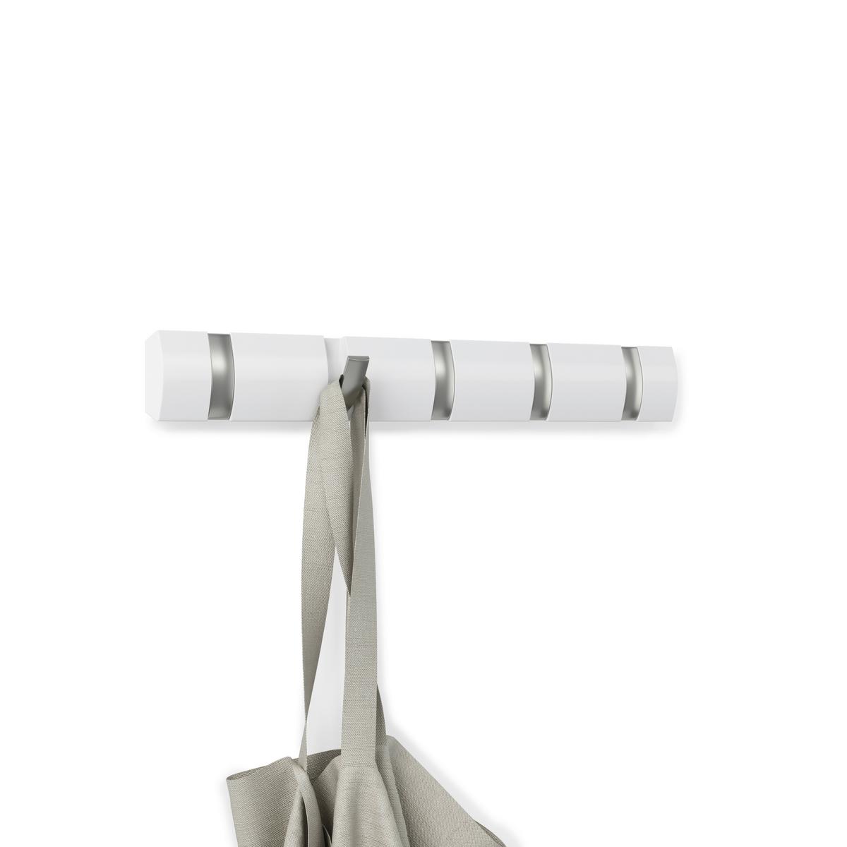 LIŠTA S HÁČIKMI FLIP 5 -SB- - biela, Modern, drevo/plast (51/6/3cm) - Mömax