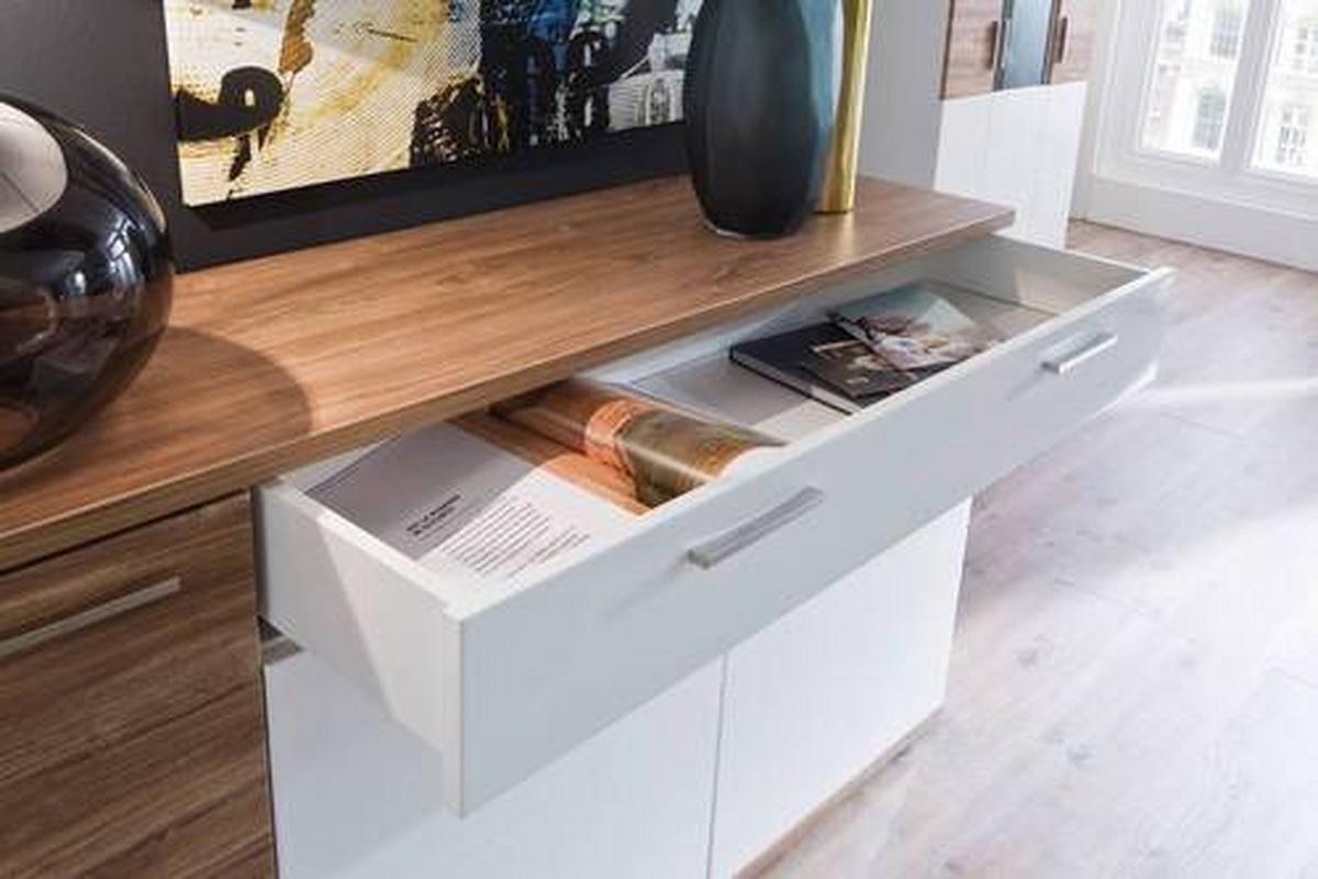 Sideboard 180 cm Luzern Weiß/Eichefarben - Eichefarben/Weiß, Design, Holzwerkstoff (180/86/43cm) - Livetastic