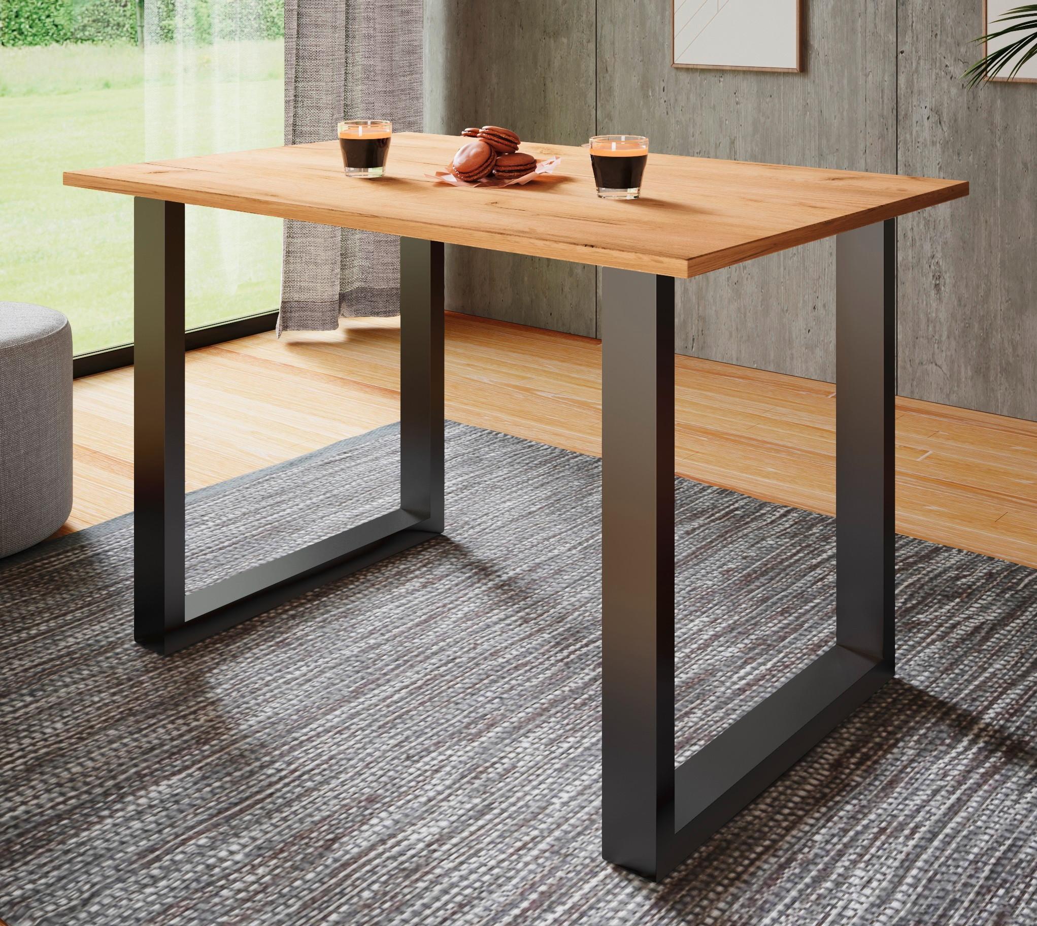 Schreibtisch Lona Schwarz, Eiche Dekor B: 160 Cm - Honigeiche/Silberfarben, Design, Holzwerkstoff/Metall (160/80/76cm) - MID.YOU