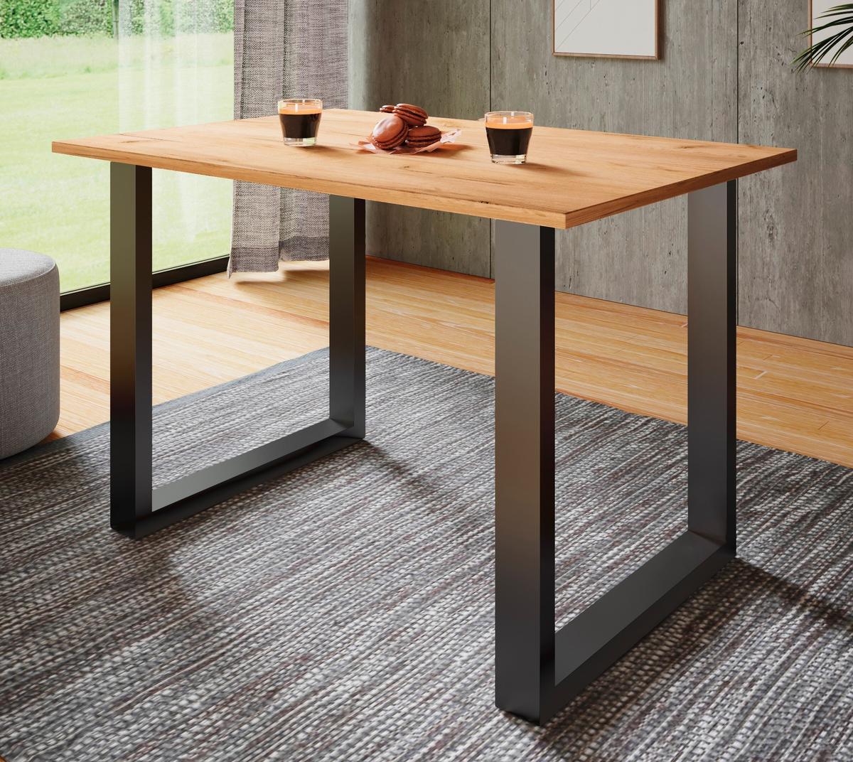 Schreibtisch Lona Eiche Dekor B: 140 cm - Honigeiche/Silberfarben, Design, Holzwerkstoff/Metall (140/76/50cm) - MID.YOU