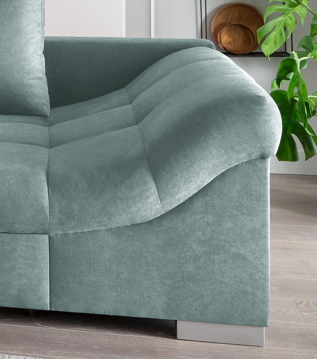 Eckschlafsofa Alvito Mintgrün S: 202/298 Cm - Silberfarben/Mintgrün, Design, Textil (202/298cm) - MID.YOU