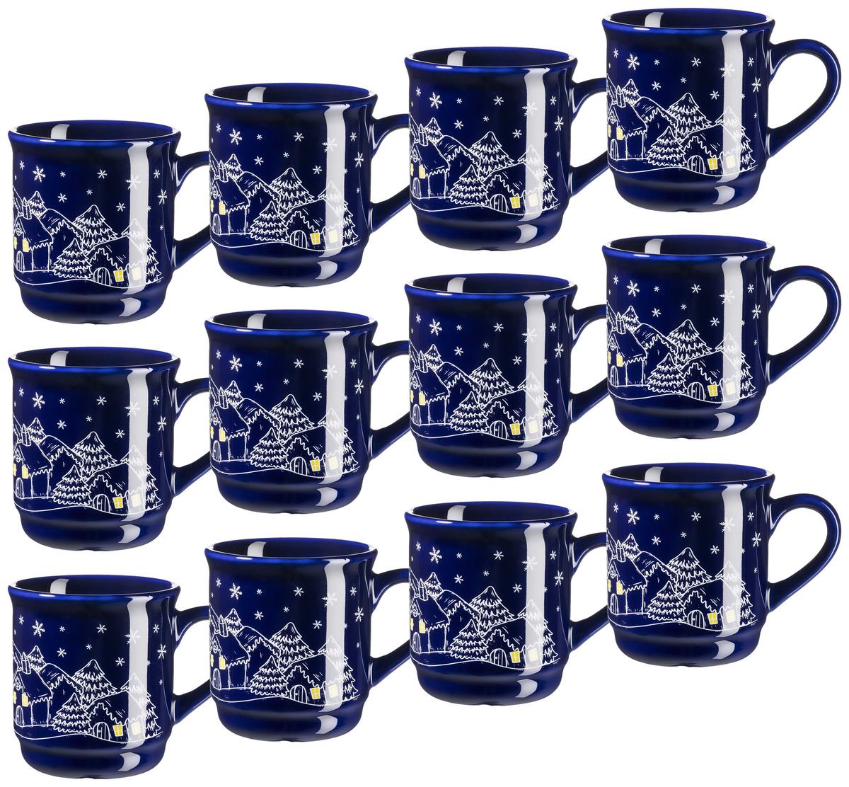 Becherset Blau 12-teilig F: 200 ml - Blau, Trend, Keramik (200ml) - Mäser