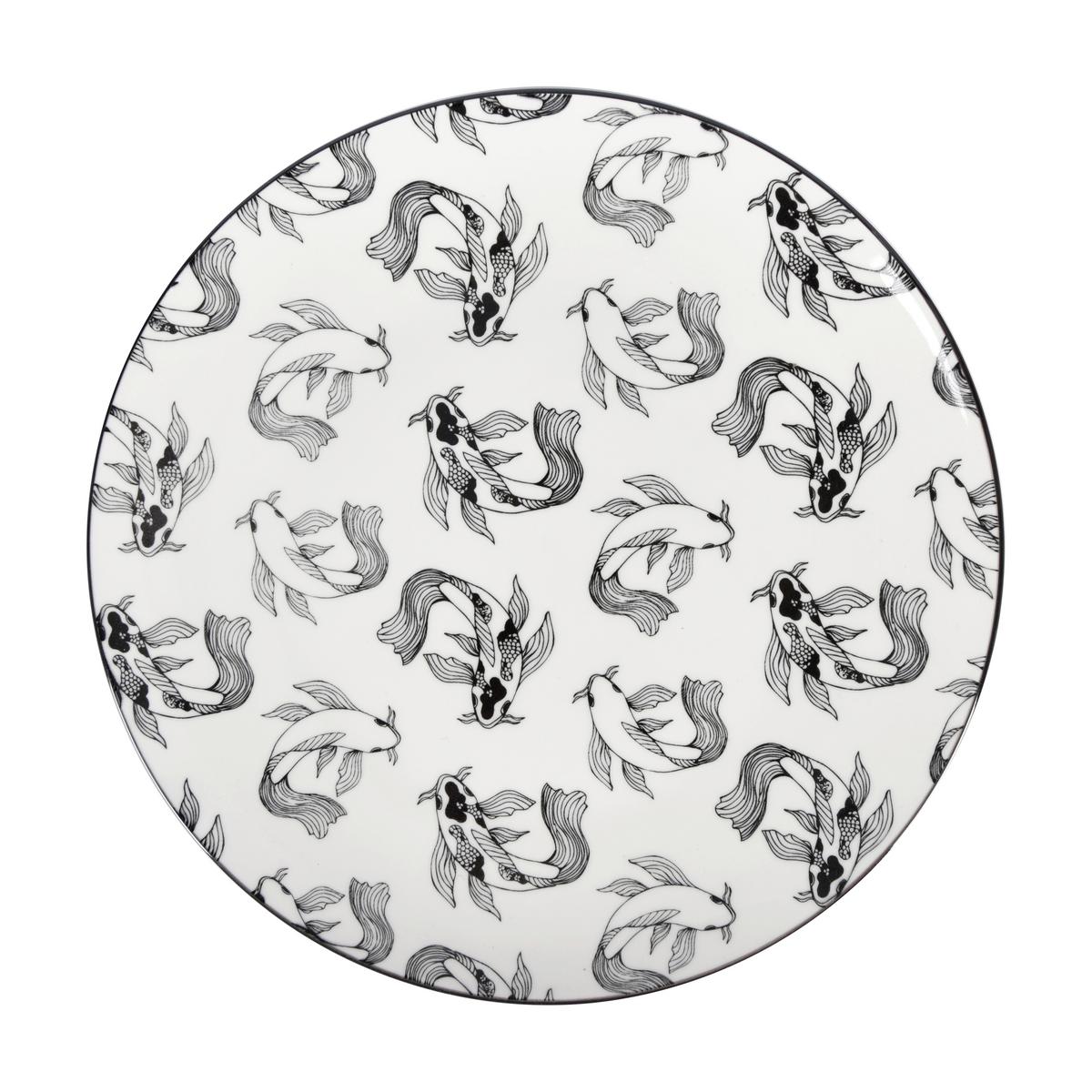 Mělký talíř Shiva, Ø: 27cm - bílá/černá, Lifestyle, keramika (27/2,5cm) - Mömax