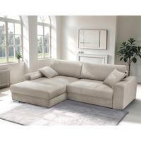 Ecksofa Larnaca, Beige Schenkel: 177x269 Cm - Chromfarben/Beige, Design, Textil (177/269cm) - Livetastic