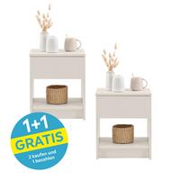 Nachtkästchen Ribe Kaschmir 1 Lade, B: 40 cm - Kaschmir/Weiß, Basics, Holzwerkstoff (40/48/30cm) - P & B
