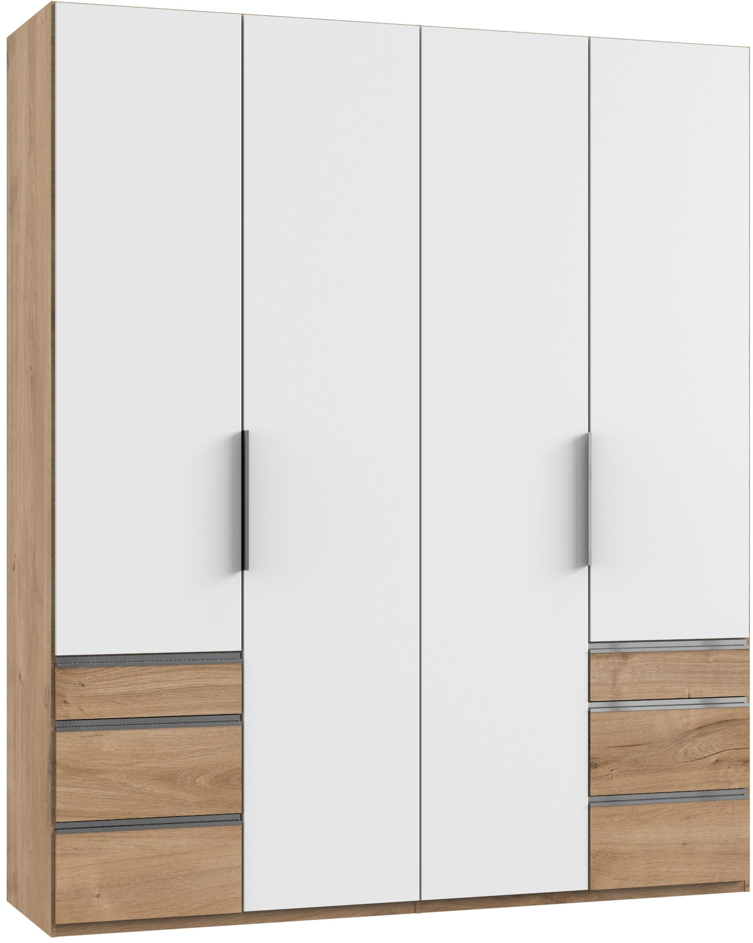 Drehtürenschrank mit Laden 200 cm Level, Weiß/Eiche Dekor - Eichefarben/Weiß, MODERN, Holzwerkstoff (200/236/58cm) - MID.YOU