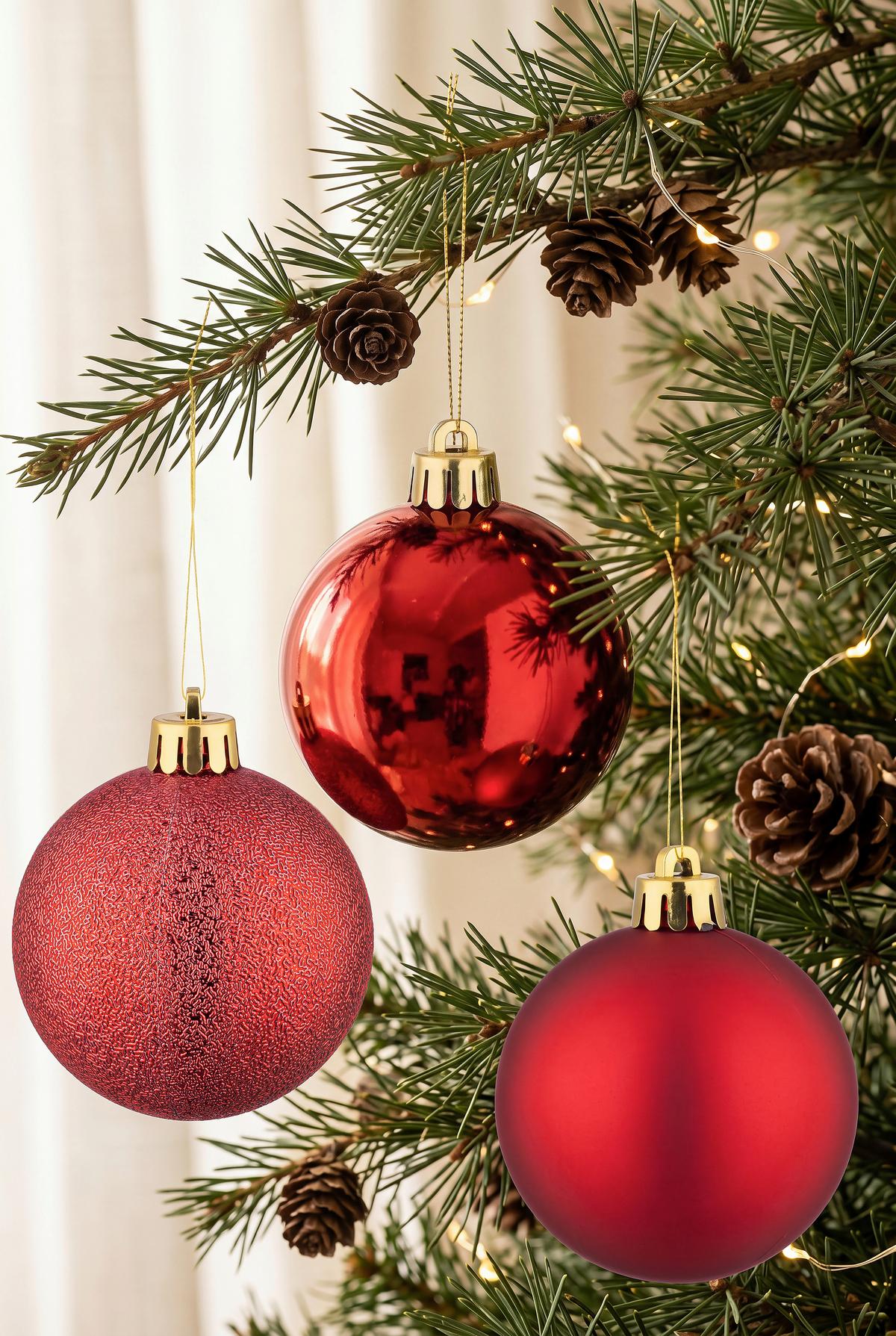 CHRISTBAUMKUGEL-SET Dirk, Rot, 90-teilig - Rot, KONVENTIONELL, Kunststoff - Luca Bessoni