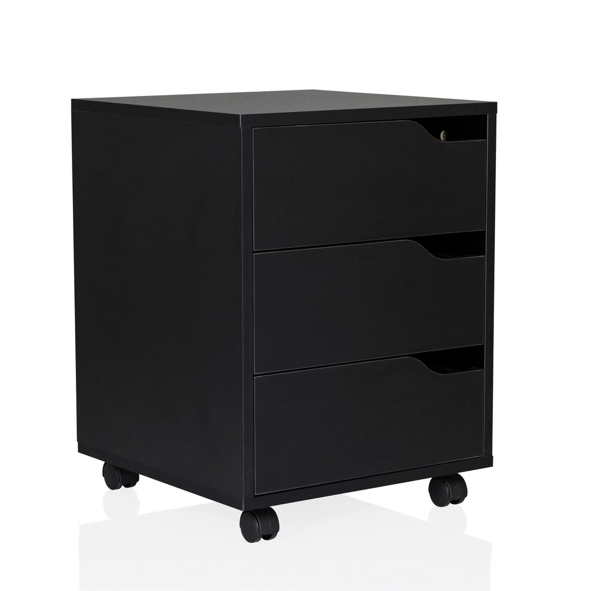 Rollcontainer Schwarz B: 40 cm - Schwarz, MODERN, Holzwerkstoff/Kunststoff (40/52,5/40cm) - MID.YOU