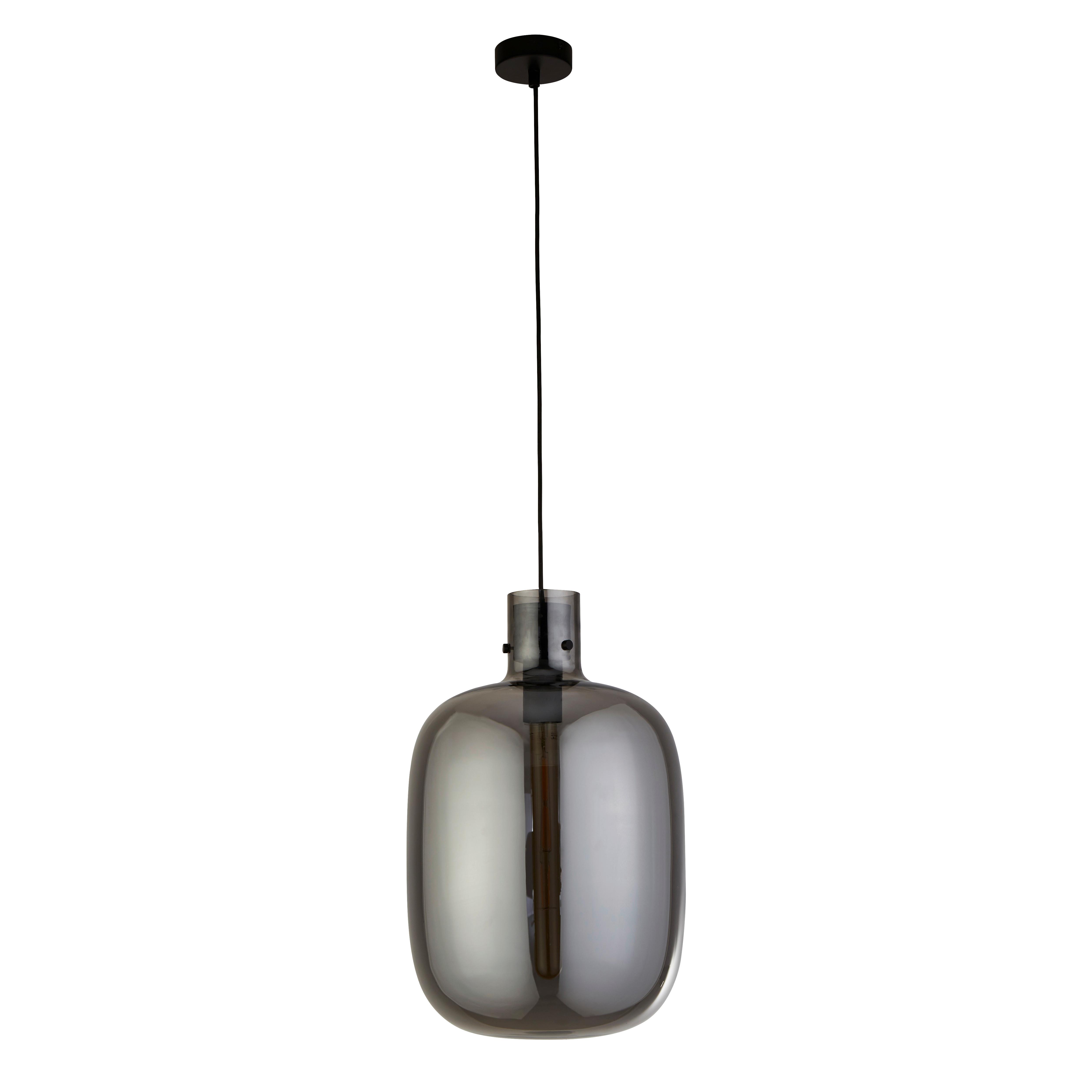 Hängeleuchte Barrel H: 127 cm 1-Flammig, höhenverstellbar - Schwarz, Design, Glas/Metall (30/127cm)
