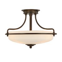 Deckenleuchte Qz-Griffin-Sfs-Pn - Dunkelbraun/Bronzefarben, Natur, Glas/Metall (42.2/30.1cm) - Elstead Lighting