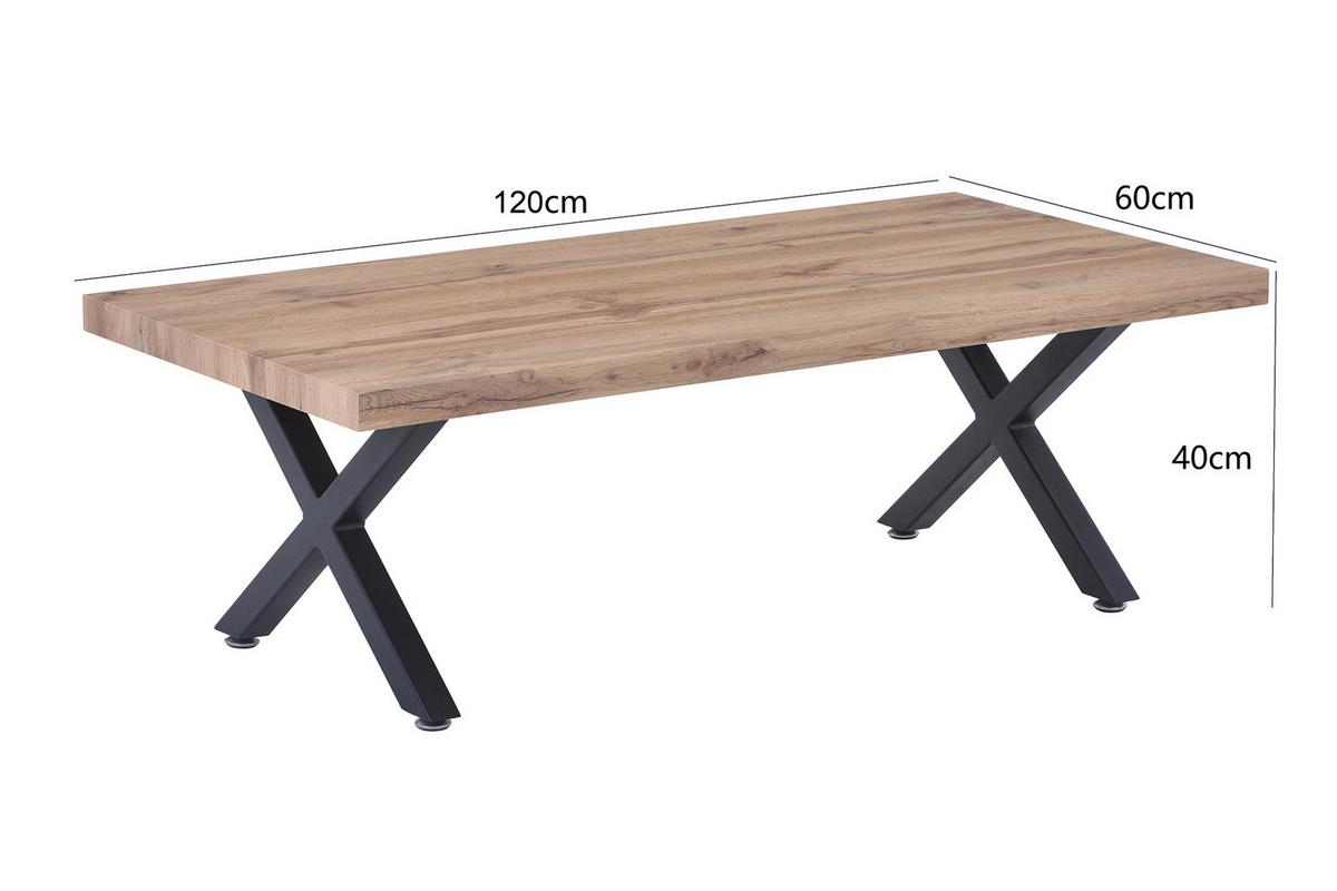 Couchtisch Naturfarben B: 60 cm - Schwarz/Naturfarben, Design, Holzwerkstoff/Metall (120/60/40cm) - Livetastic