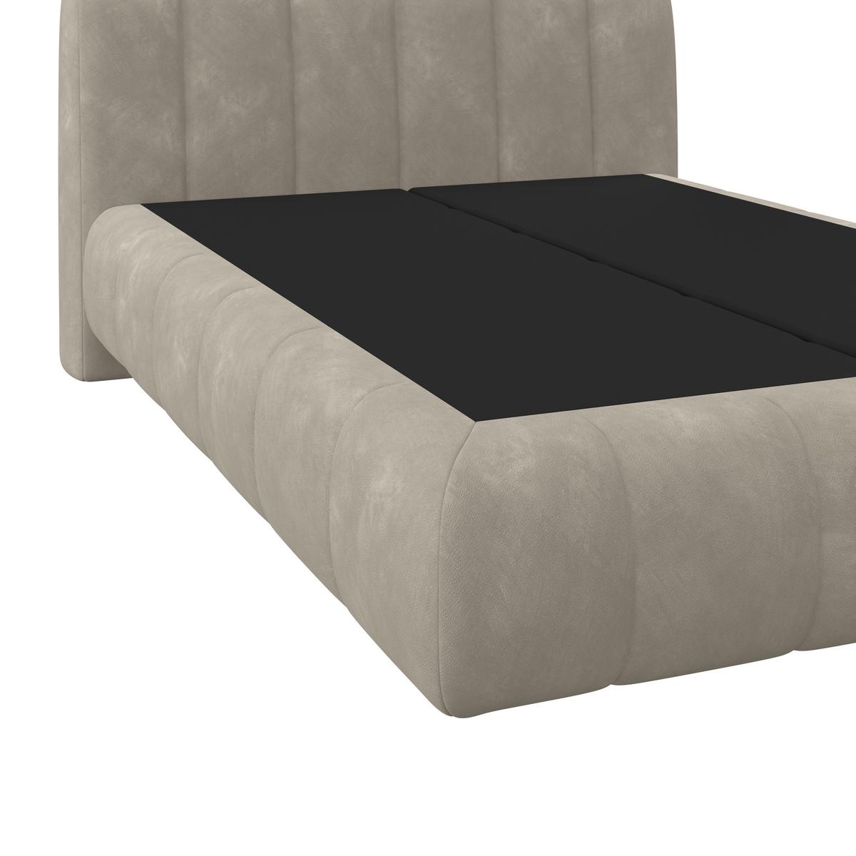 Boxspringbett Nobu O. Matratze Taupe, Lf: 140x200 Cm - Taupe/Schwarz, Trend, Holz/Textil (140/200cm)