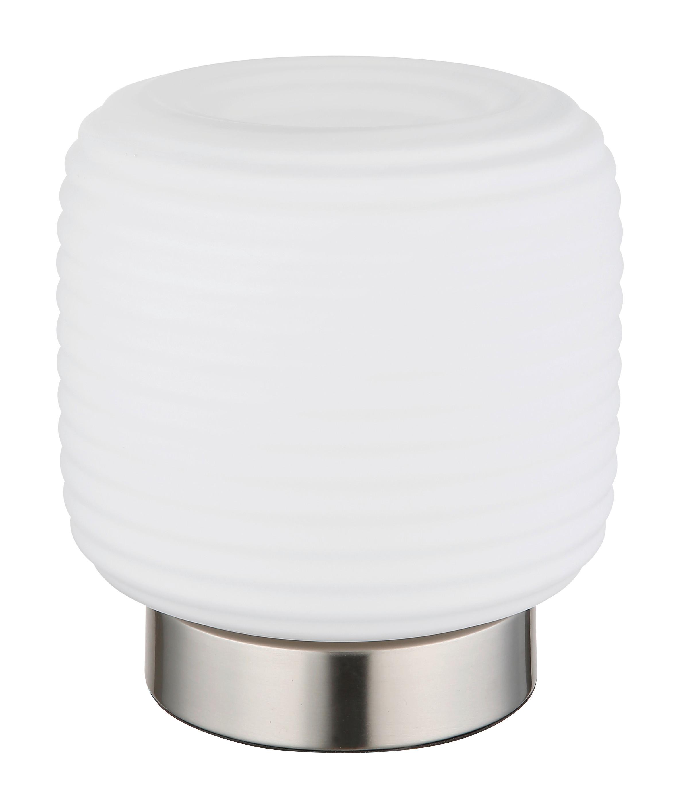 Tischleuchte Kladora Weiß Nickelfarben D: 20 Cm - Weiß/Nickelfarben, KONVENTIONELL, Glas/Metall (20/21,5cm) - Globo