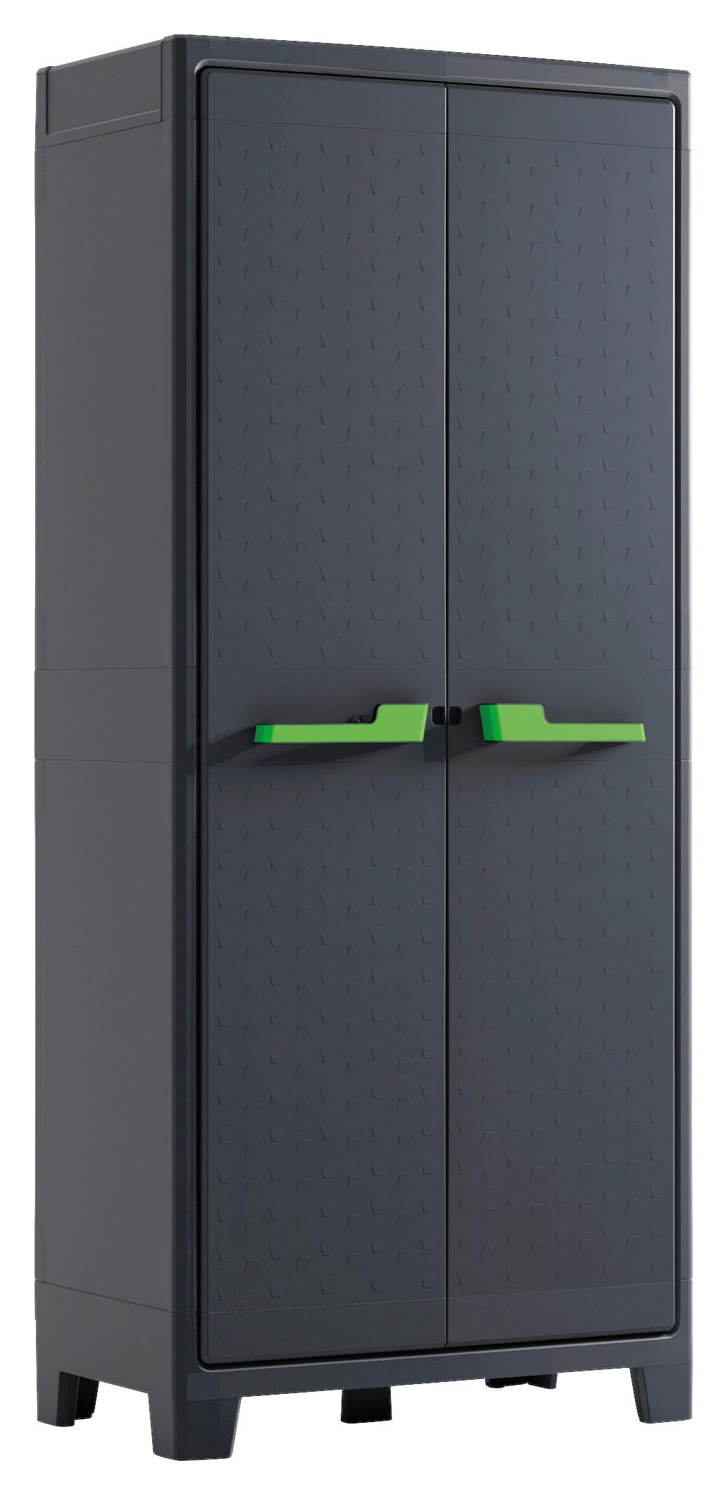 Geräteschrank Kunststoff Grün/anthrazit B/h: 44/182 Cm - Anthrazit/Grau, Design, Kunststoff (44/182/80cm) - Keter