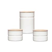 VORRATSDOSENSET 0202-212 KIMA WHITE - Eschefarben/Weiß, Basics, Holz/Metall - Riess
