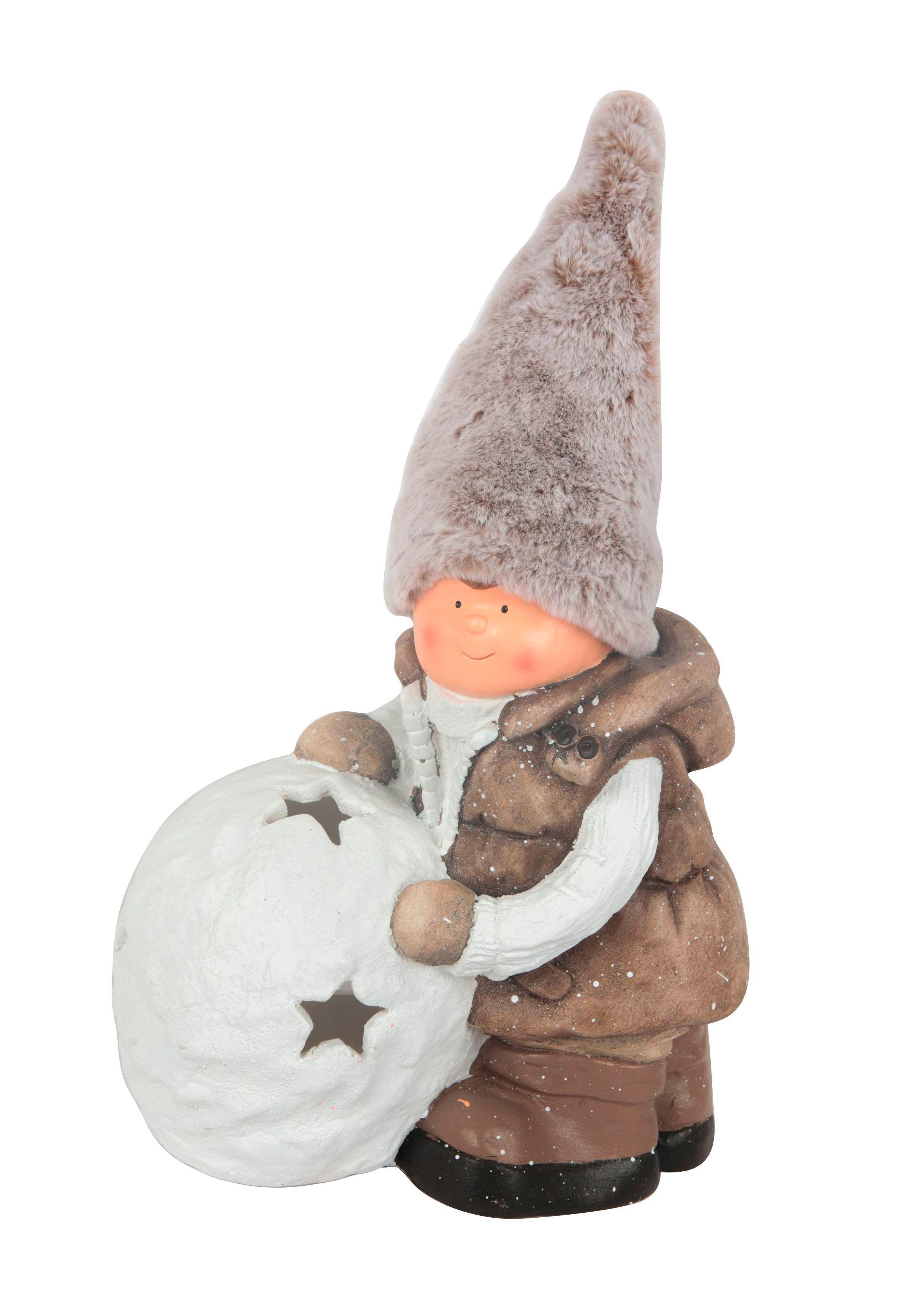 LED-Weihnachtsfigur Erwin - Beige/Schwarz, KONVENTIONELL, Textil/Stein (30/20/40cm) - Luca Bessoni