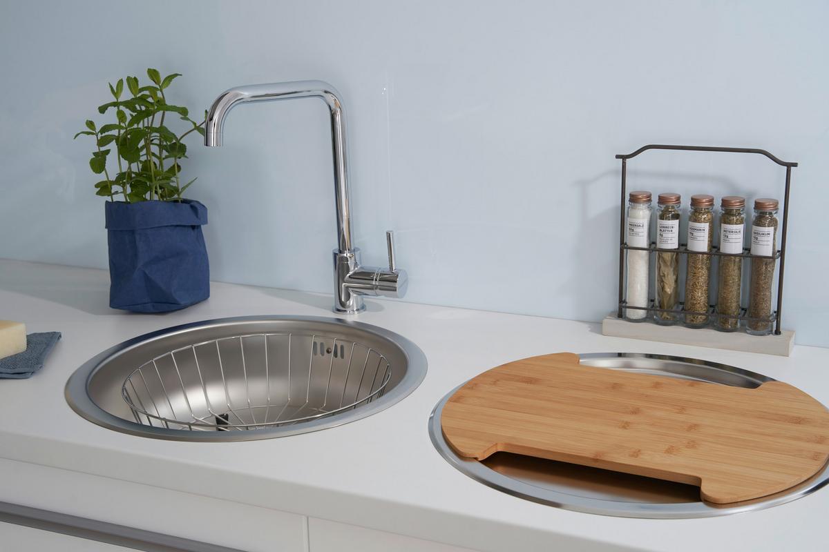 Spüle Respekta Rundbeckenset - Edelstahlfarben, Trend, Metall (44,6/17cm) - Respekta