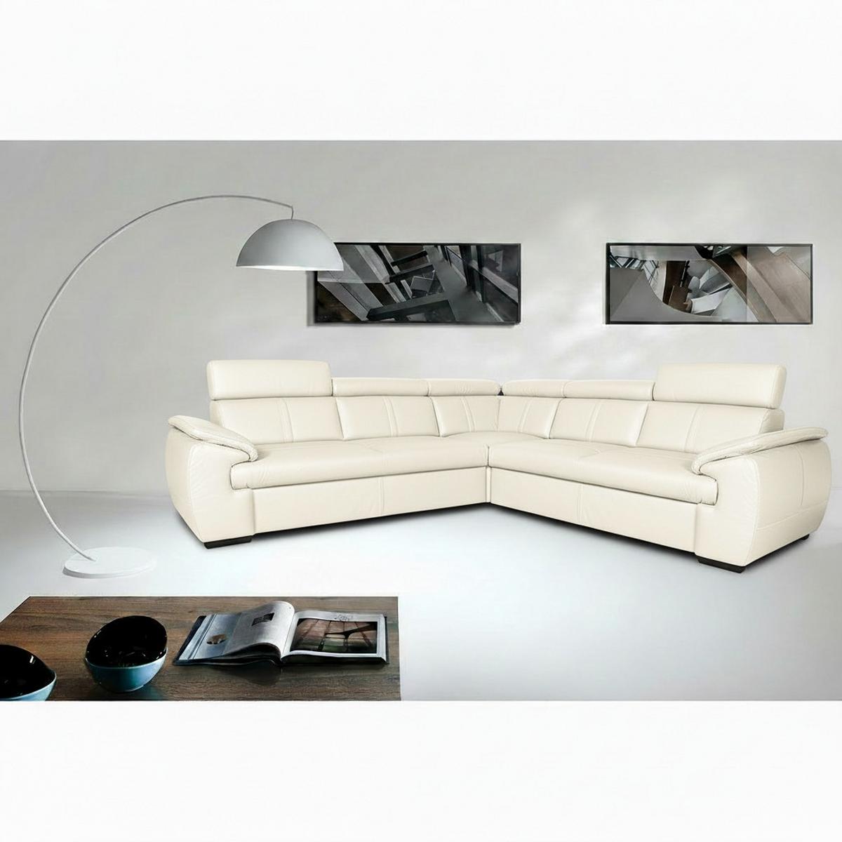 Ecksofa City Weiß B: 265x265 cm - Schwarz/Weiß, Design, Leder (265/265cm) - Livetastic