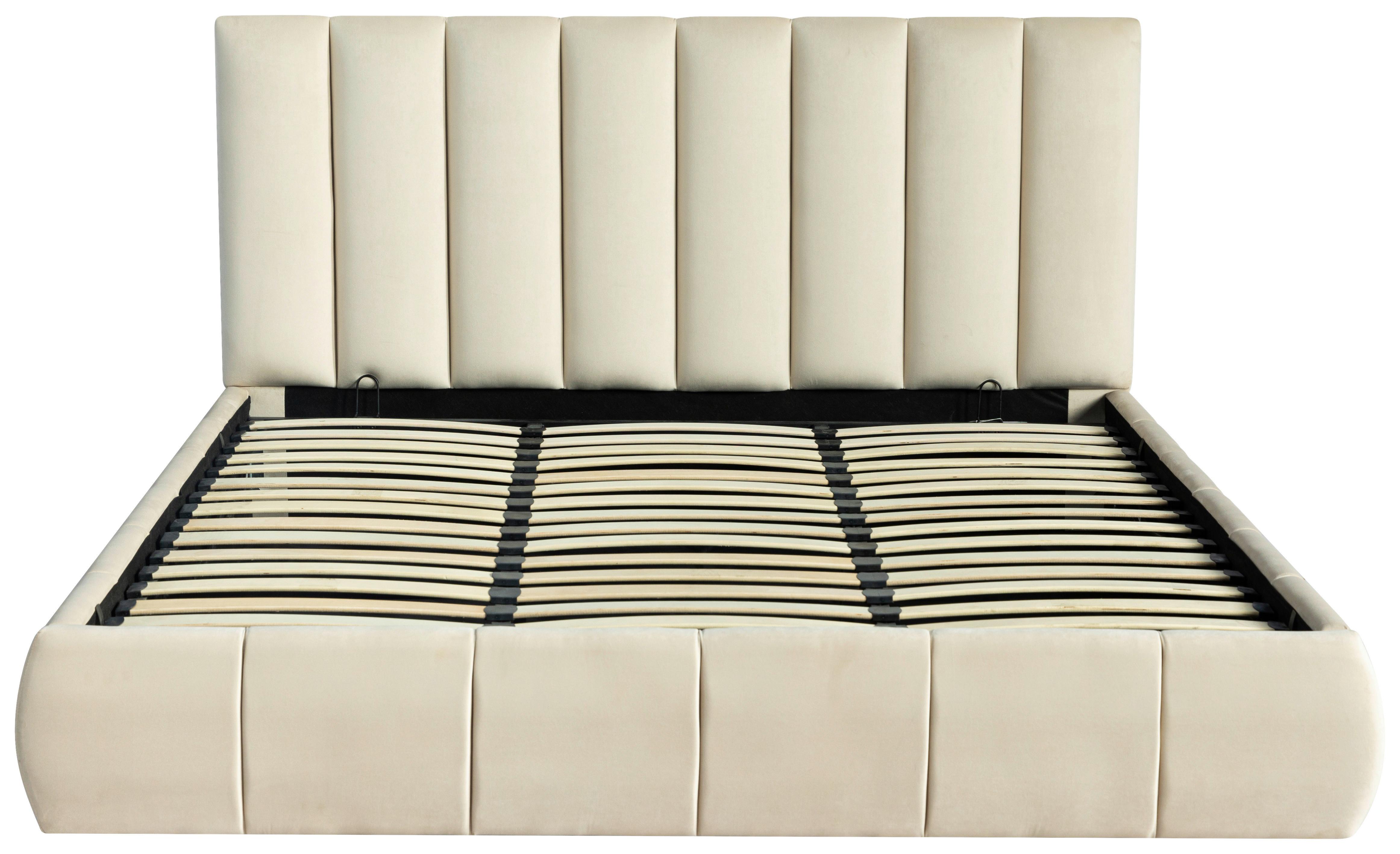 Polsterbett Damast Beige B: 195 cm - Beige/Schwarz, Design, Holzwerkstoff/Textil (195/110/223cm) - Livetastic