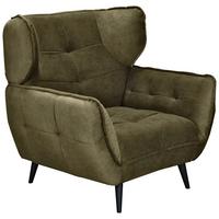 Široké kreslo Ariana, zelené - olivovozelená/čierna, Modern, kov/textil (103/105/98cm)