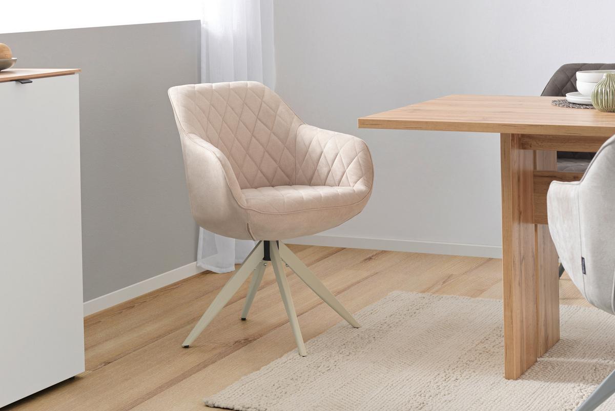 Armlehnstuhl Adriano Beige Gepolstert - Beige, MODERN, Textil/Metall (59/84/59cm) - Livetastic