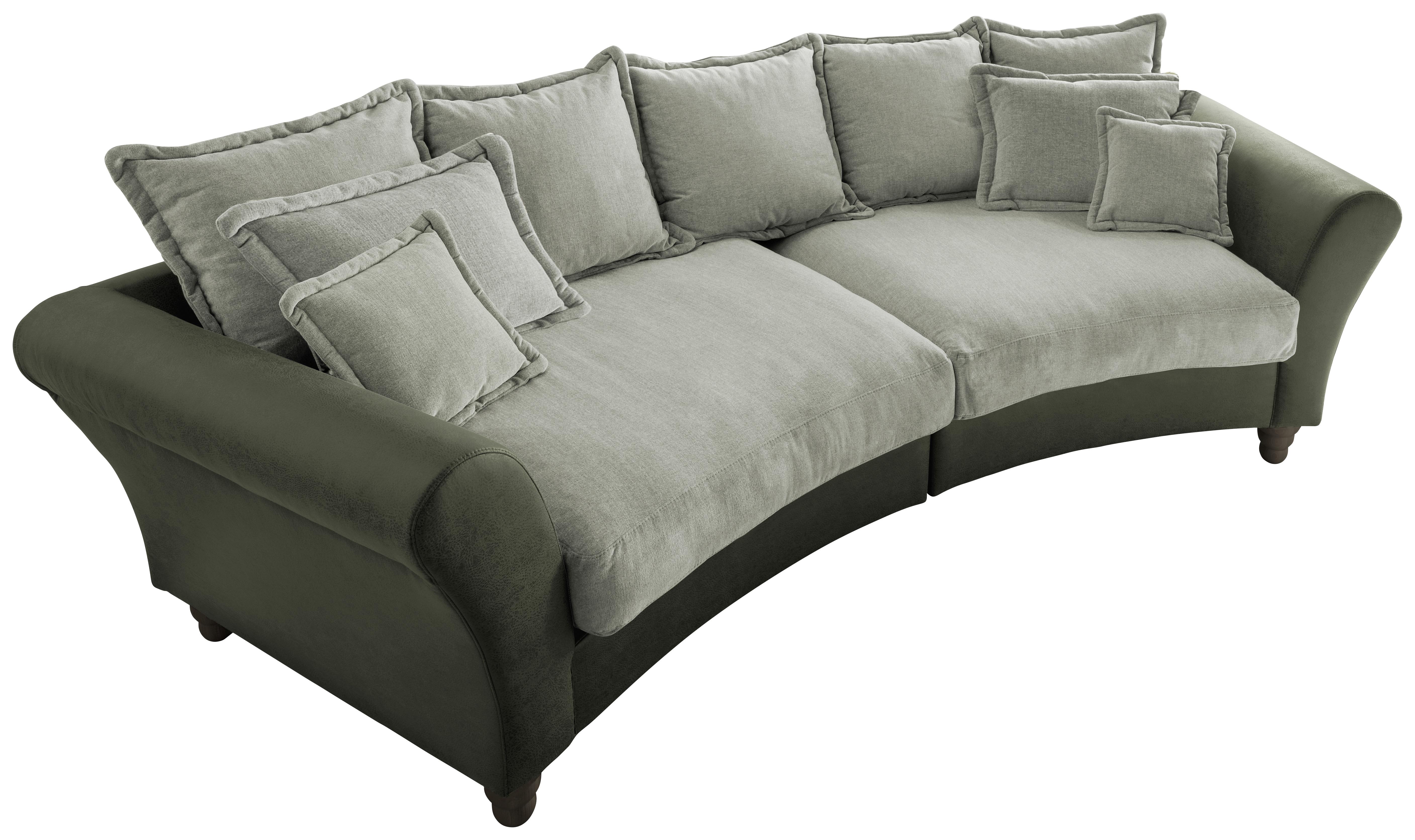 Big Sofa Cordula mit Kissen B: 328 cm Grün-/Hellgrün - Wengefarben/Hellgrün, MODERN, Holz/Textil (328/98/134cm) - Livetastic