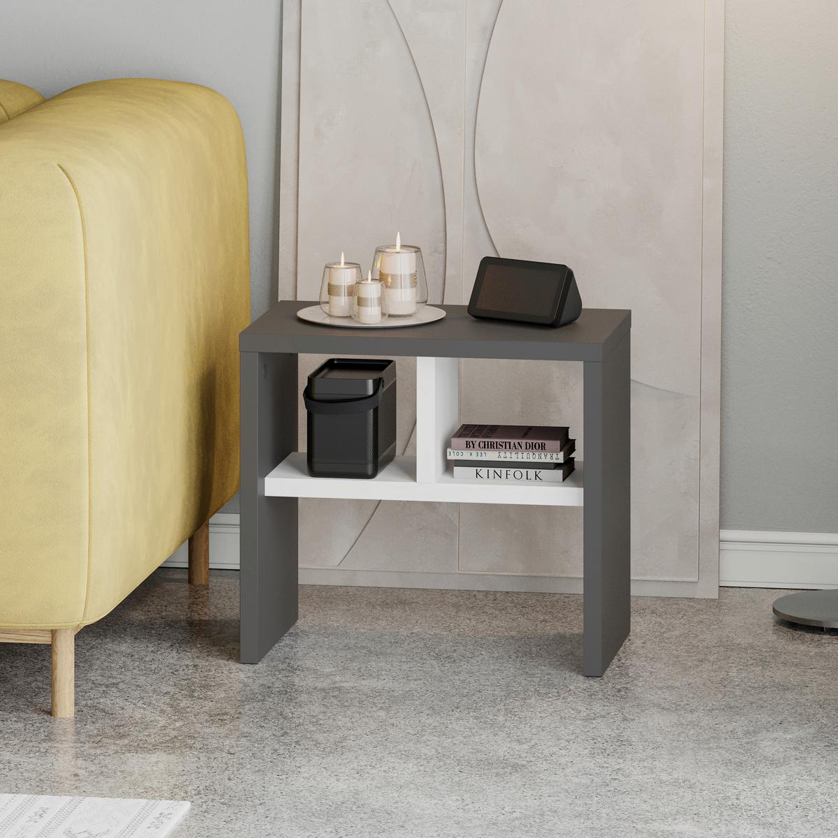 Beistelltisch Komoti Anthrazit/weiß B: 29,5 Cm - Anthrazit/Weiß, Design, Holzwerkstoff (50/29,5/45cm) - Livetastic