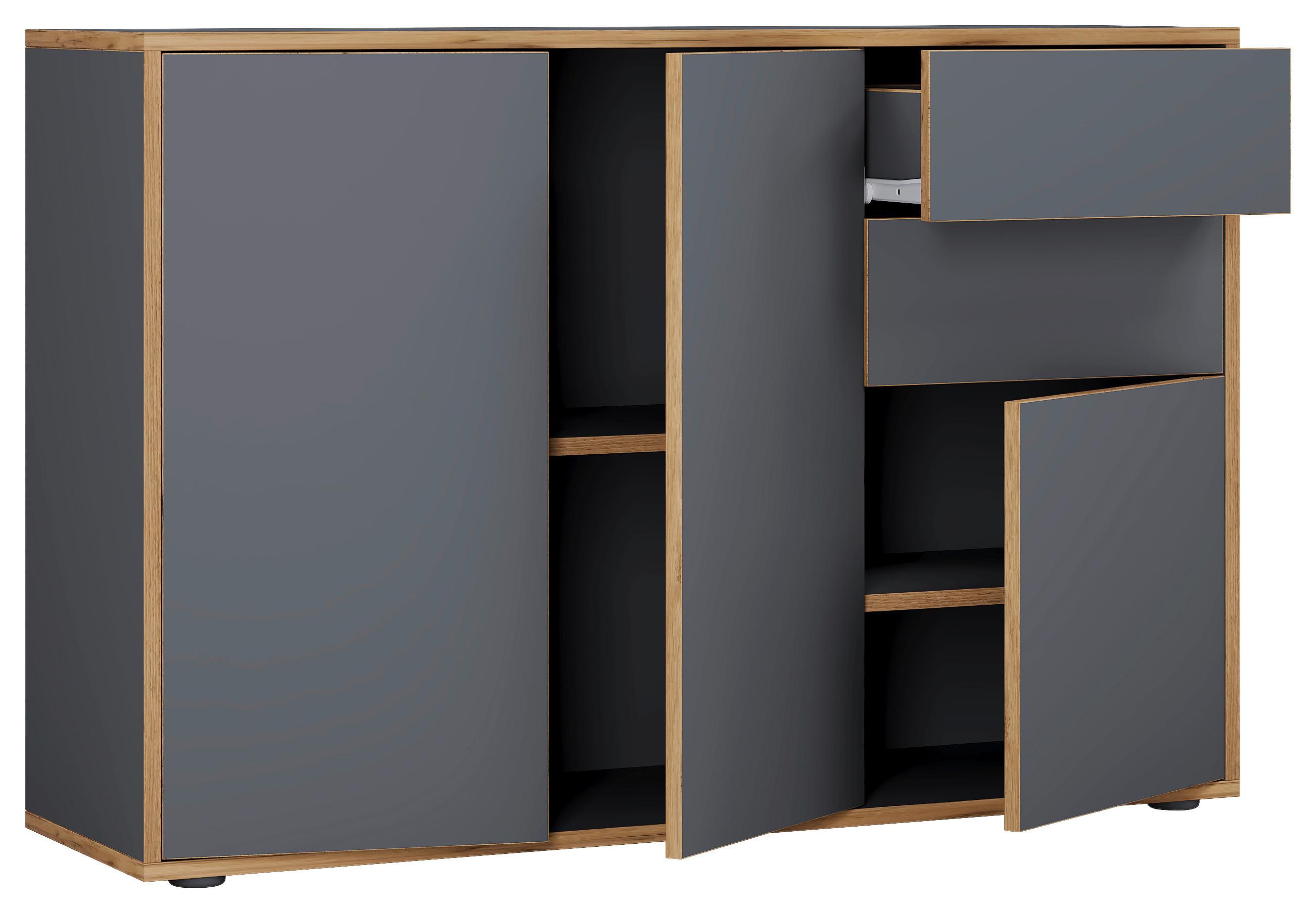 Komoda Salia, š: 110 cm - čierna/dub medový, Design, kompozitné drevo/plast (110/74/33cm) - MID.YOU