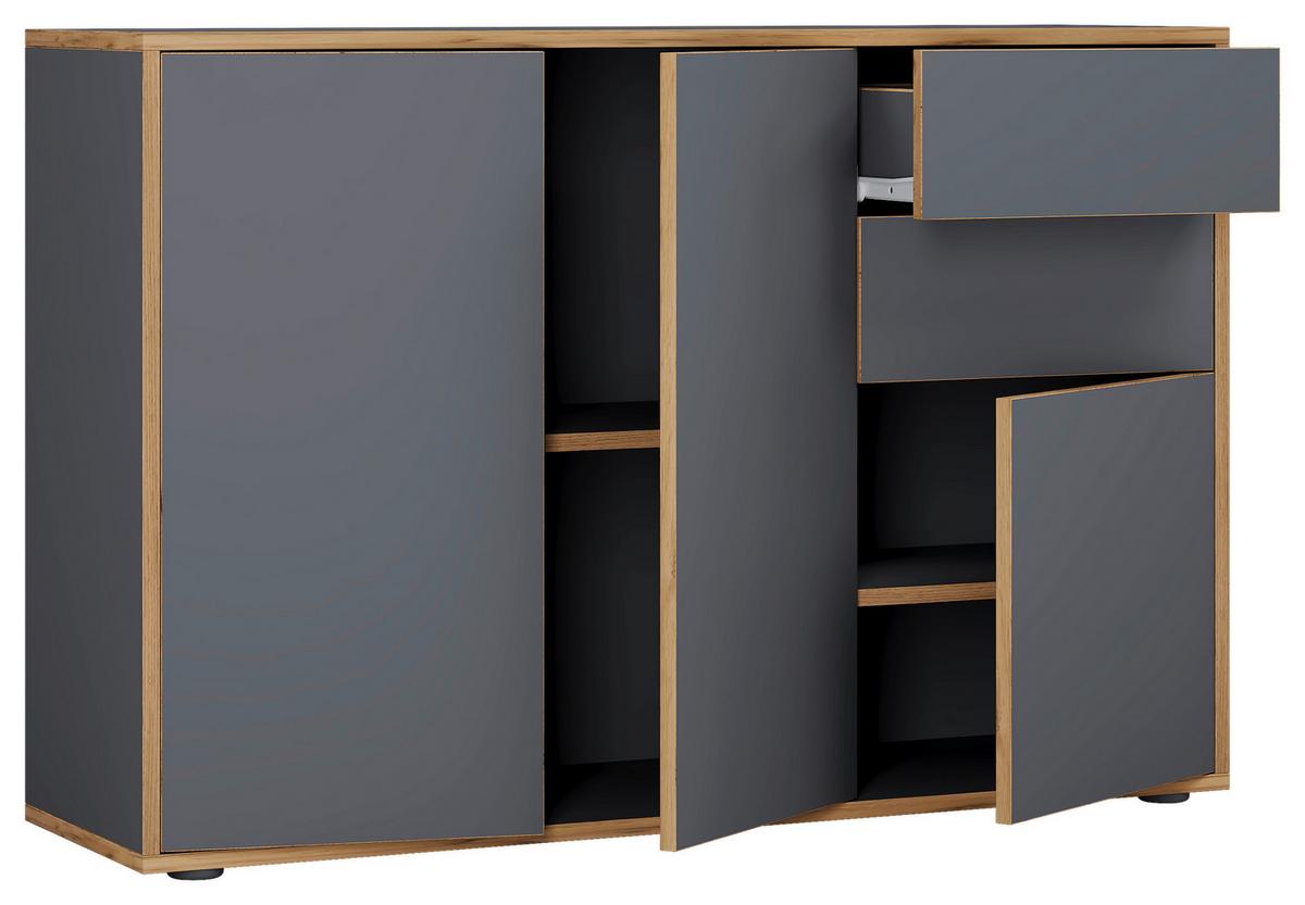 Komoda Salia, š: 110 cm - čierna/dub medový, Design, kompozitné drevo/plast (110/74/33cm) - MID.YOU