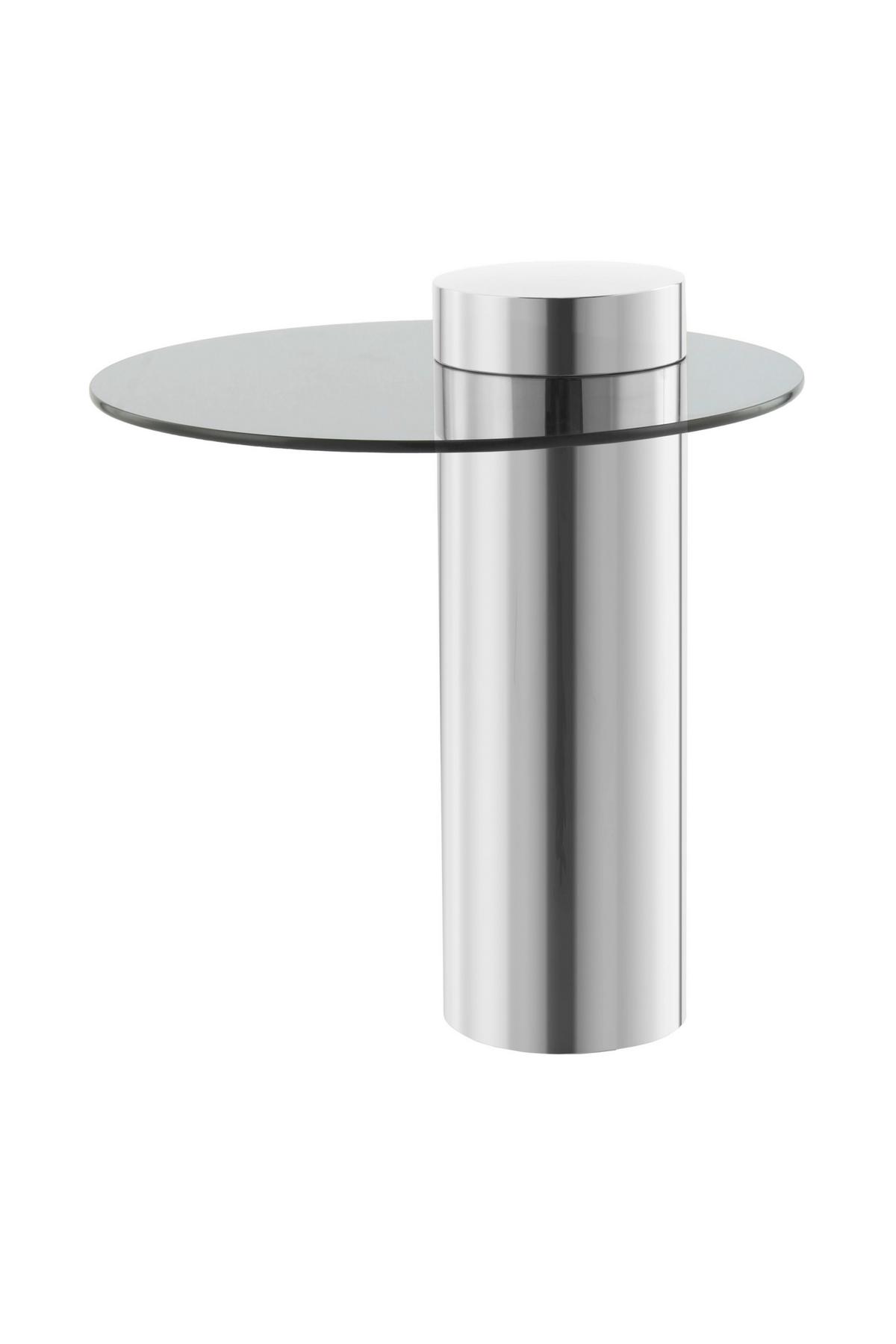 Beistelltisch Mit Glasplatte Rund Ontario, Grau/silber - Silberfarben/Grau, MODERN, Glas/Metall (46/46/52cm) - Kayoom