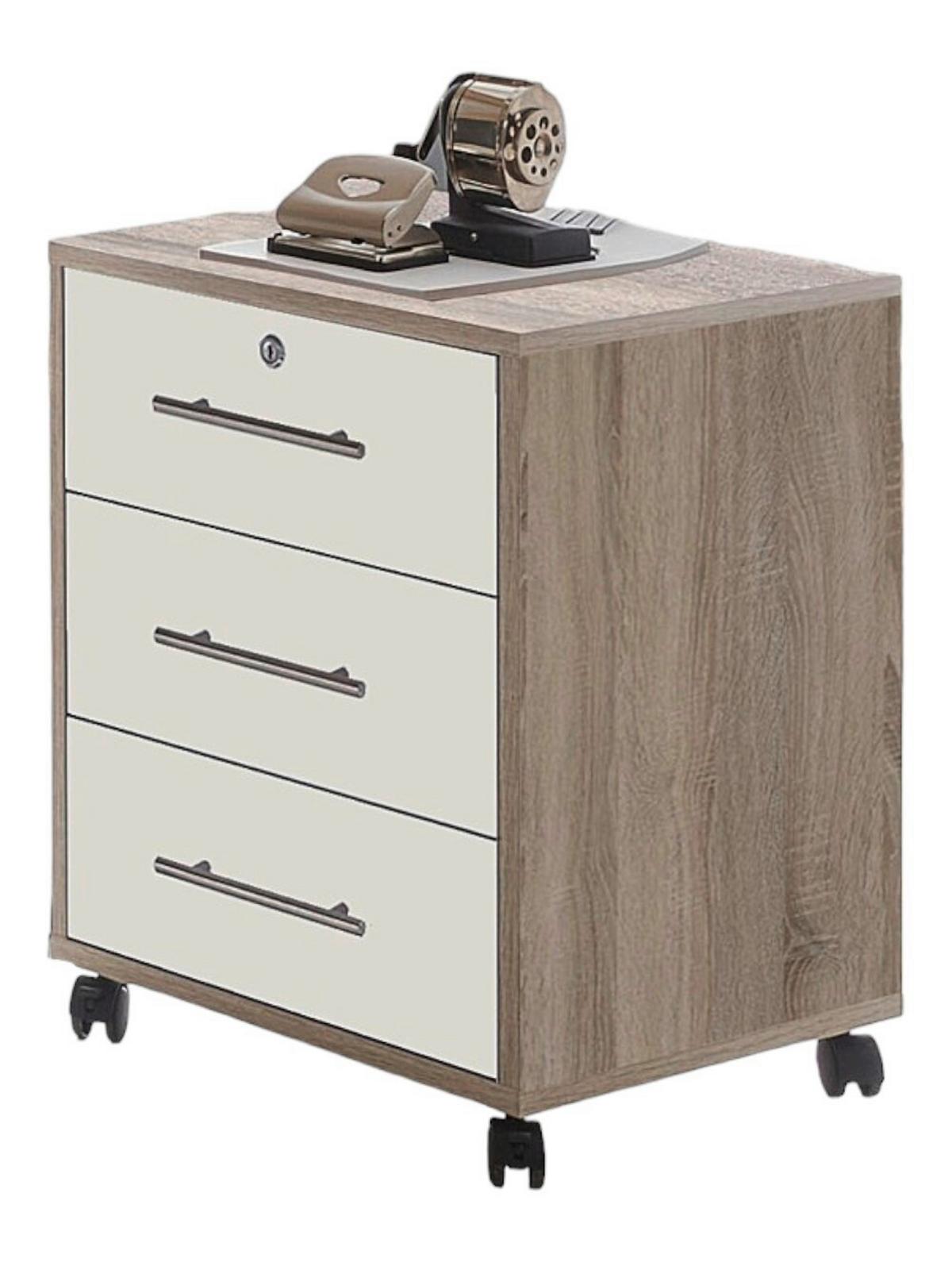 Büro Office Edition Mini Sonoma Eiche Dekor/Weiß - Weiß/Sonoma Eiche, MODERN, Holzwerkstoff/Metall - MID.YOU