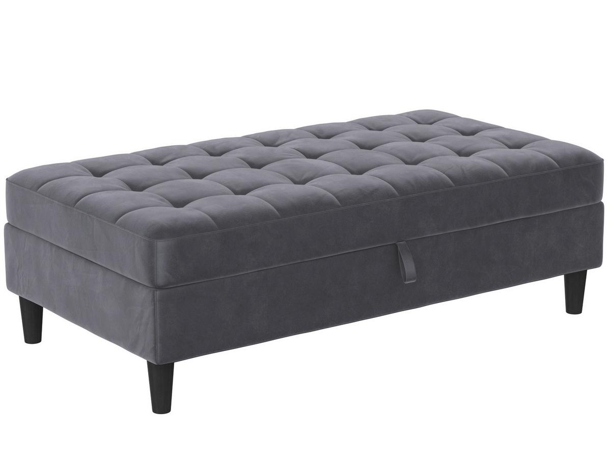 Hocker Palermo Dunkelgrau, mit Stauraum - Dunkelgrau/Schwarz, Basics, Textil (130/43/69cm) - Livetastic